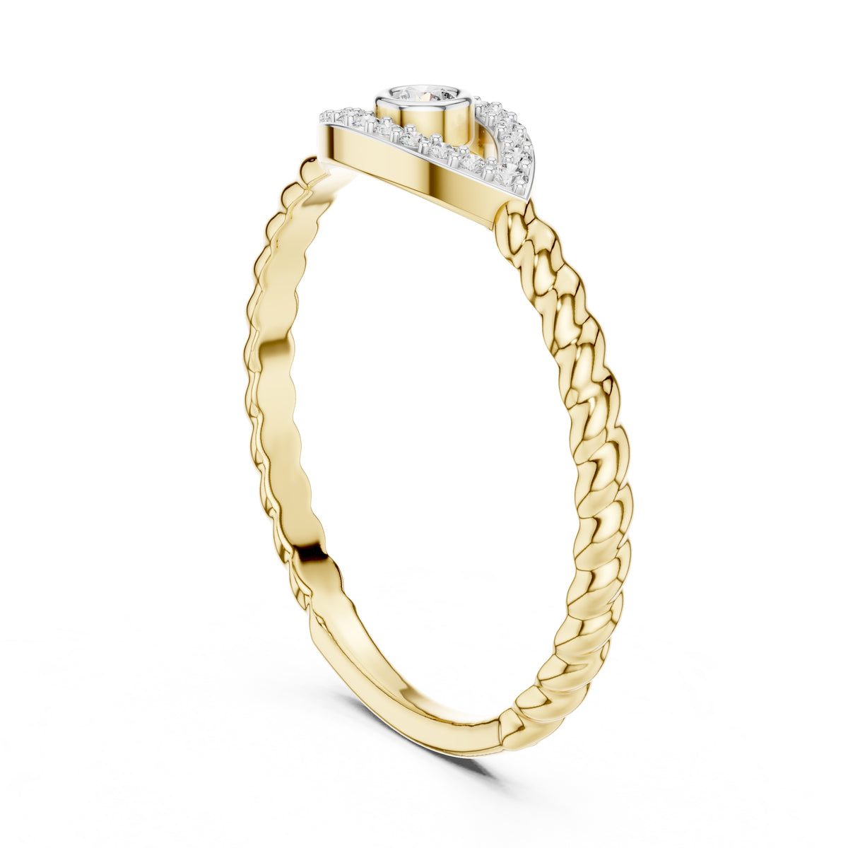 Evil Eye Pavé Bezel Statement Ring Yellow Gold