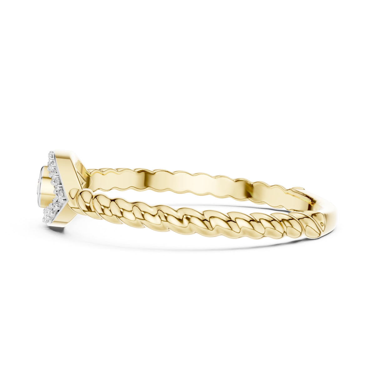 Evil Eye Pavé Bezel Statement Ring Yellow Gold