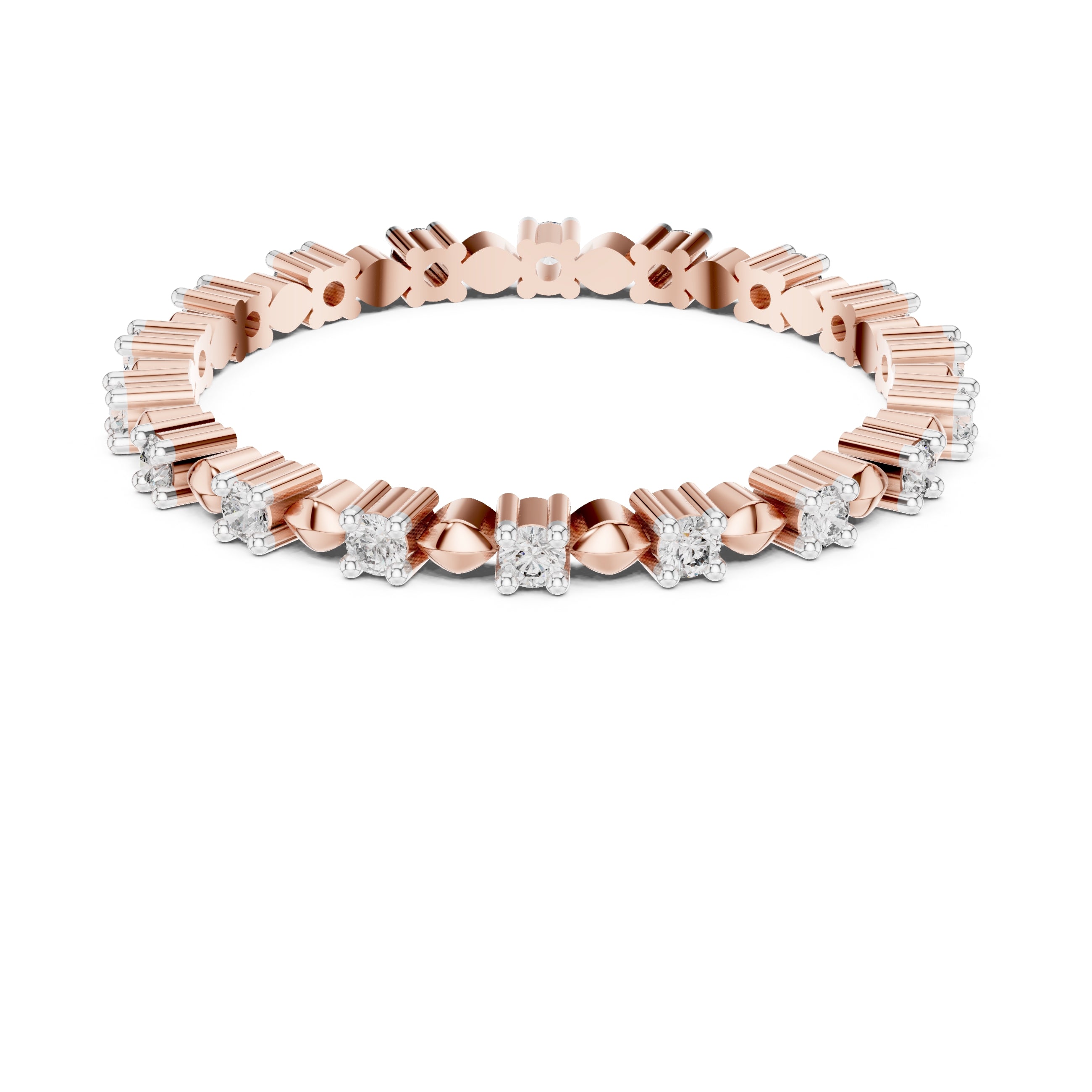 Beaded Station Eternity Band Rose Gold