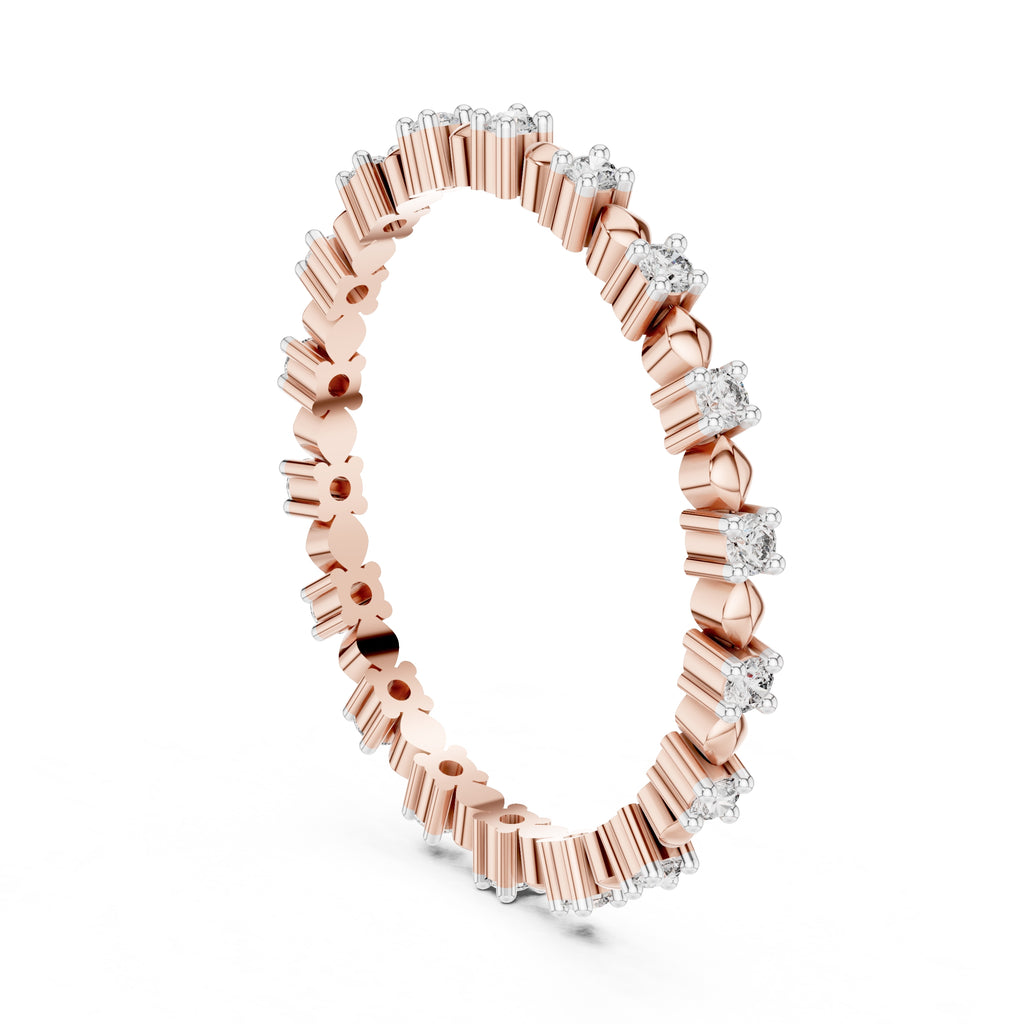 Beaded Station Eternity Band Rose Gold