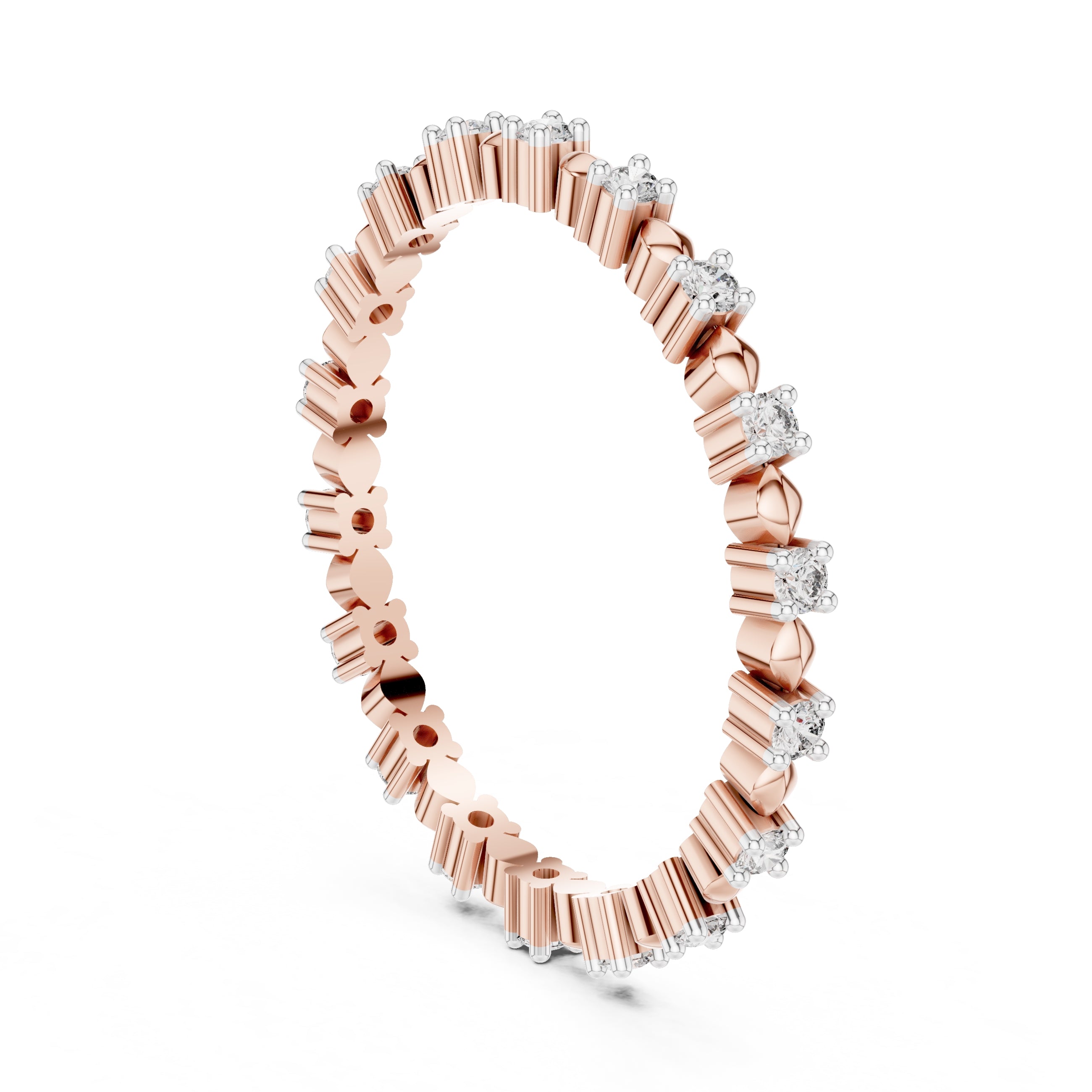 Beaded Station Eternity Band Rose Gold