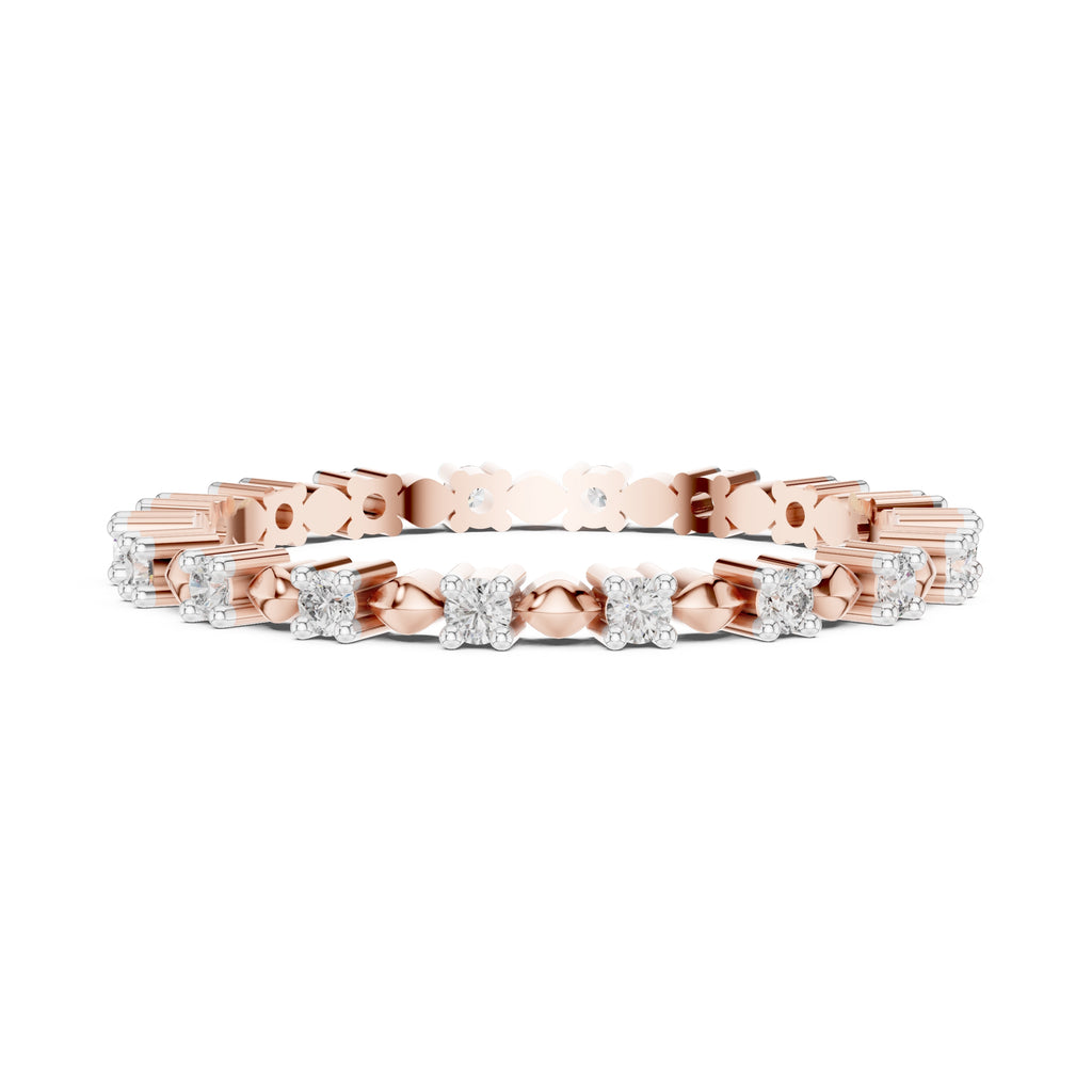 Beaded Station Eternity Band Rose Gold