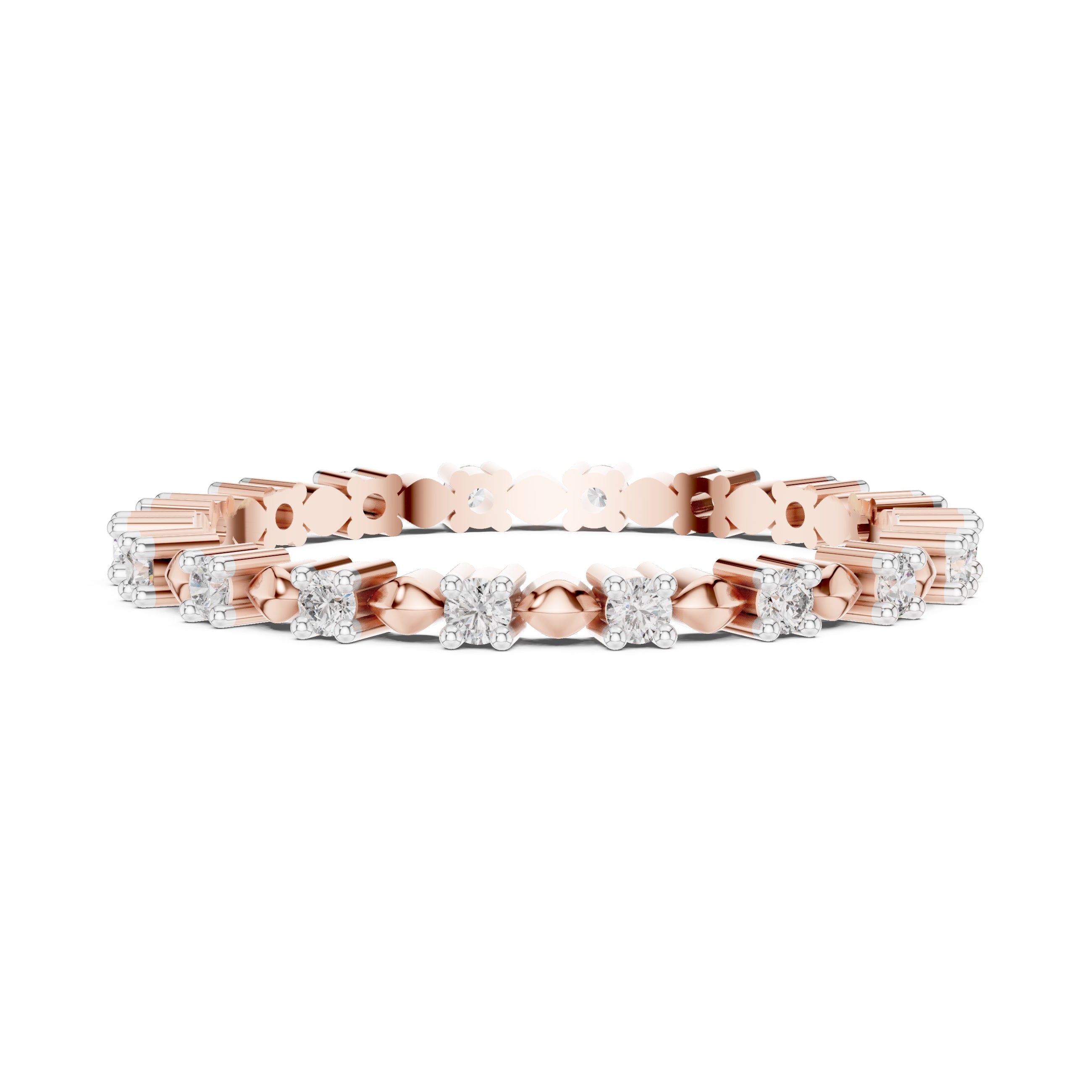 Beaded Station Eternity Band Rose Gold