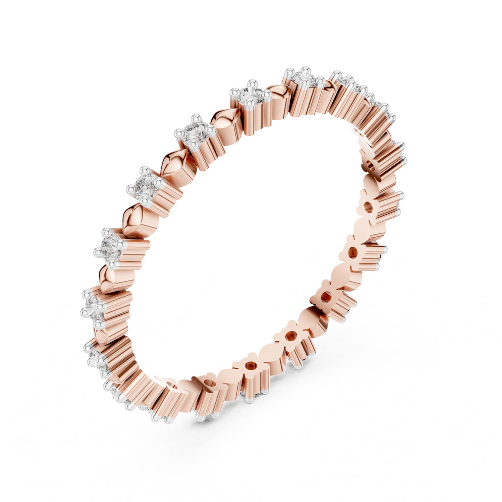 Beaded Station Eternity Band Rose Gold