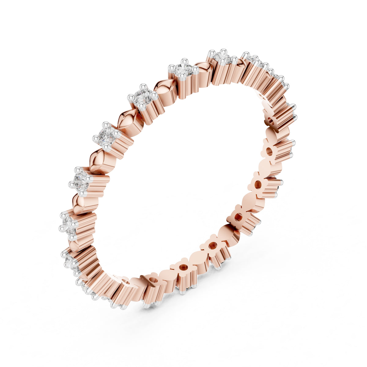 Beaded Station Eternity Band Rose Gold