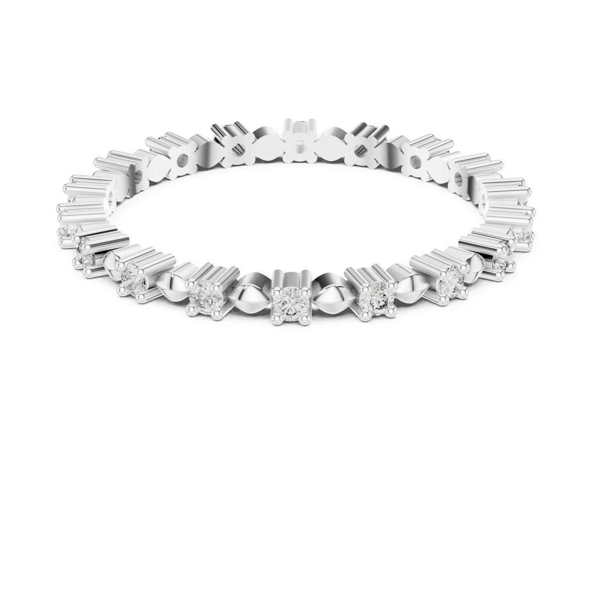 Beaded Station Eternity Band White Gold