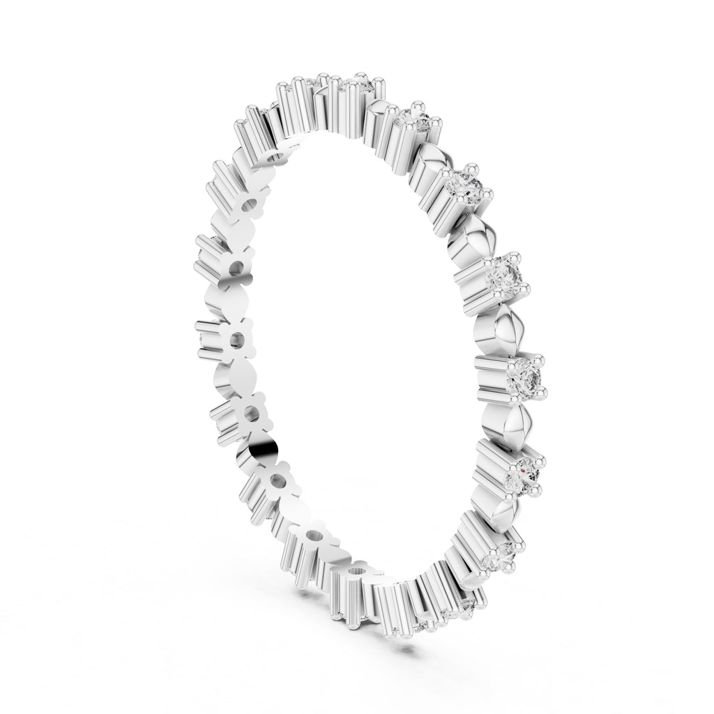 Beaded Station Eternity Band White Gold