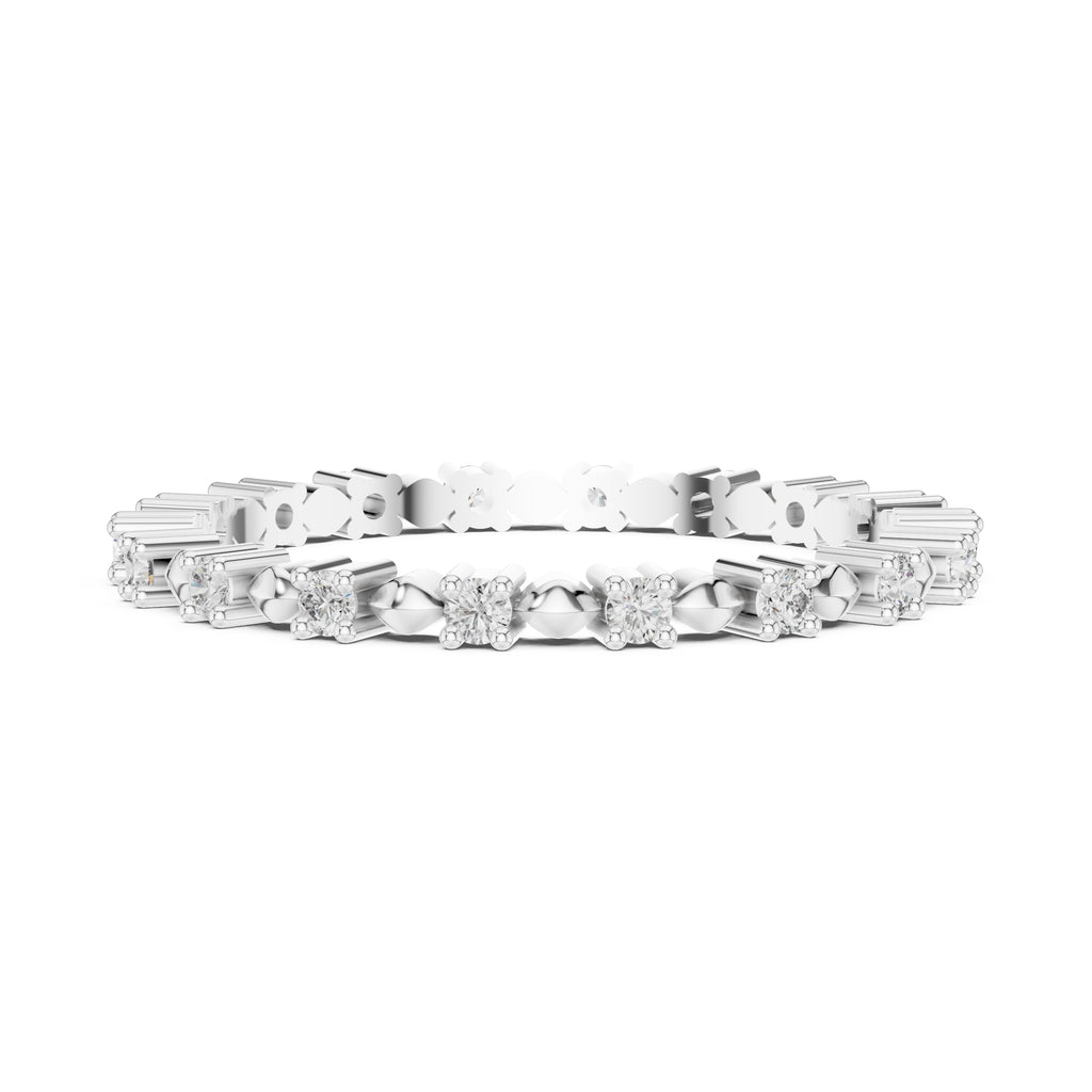 Beaded Station Eternity Band White Gold