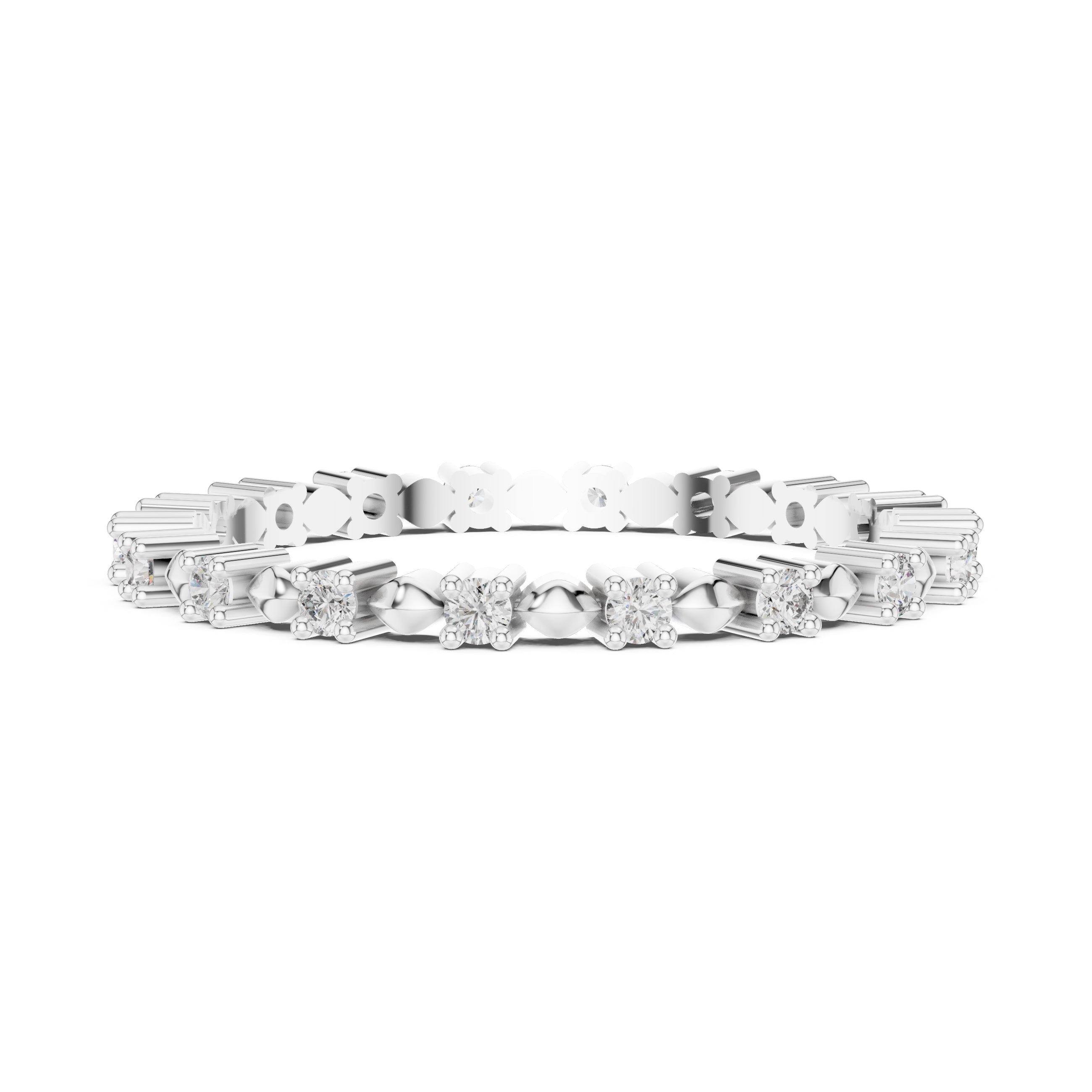Beaded Station Eternity Band White Gold