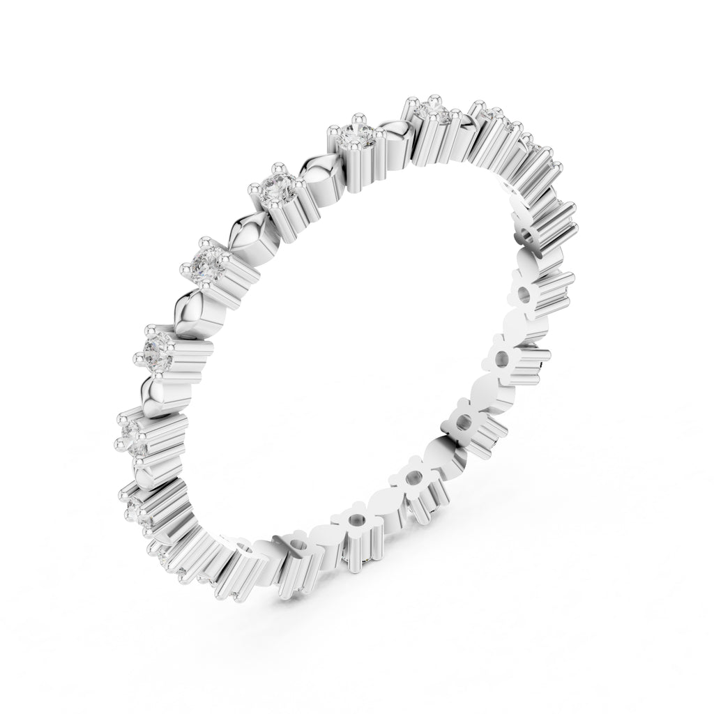 Beaded Station Eternity Band White Gold