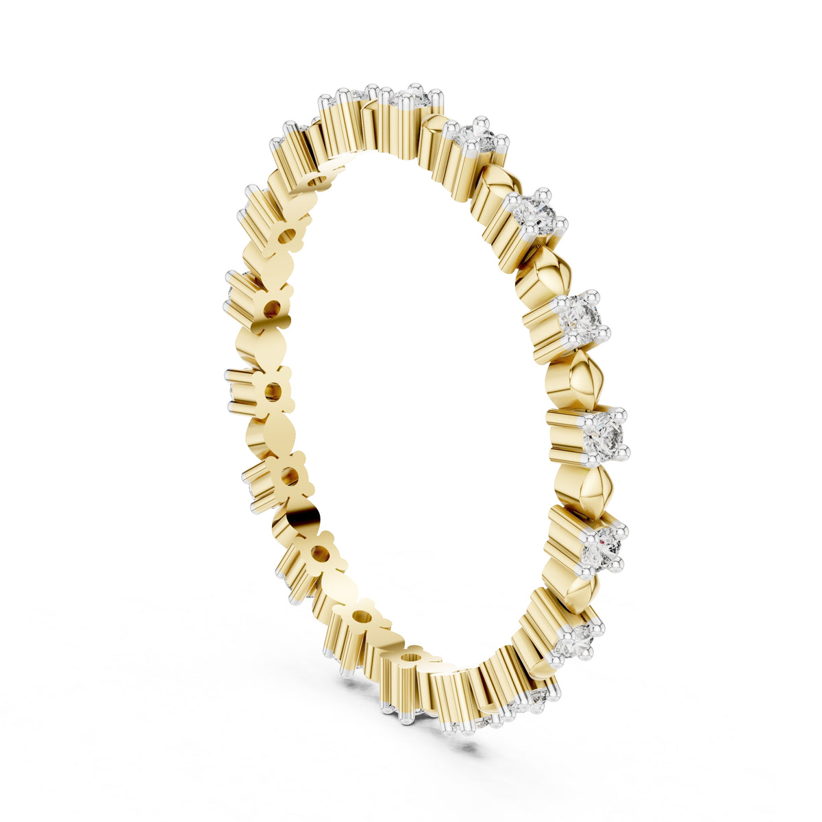 Beaded Station Eternity Band Yellow Gold
