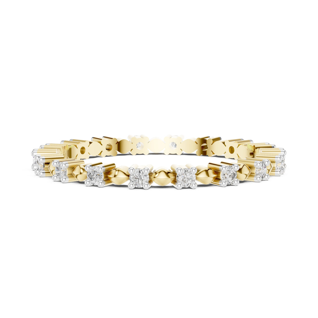 Beaded Station Eternity Band Yellow Gold