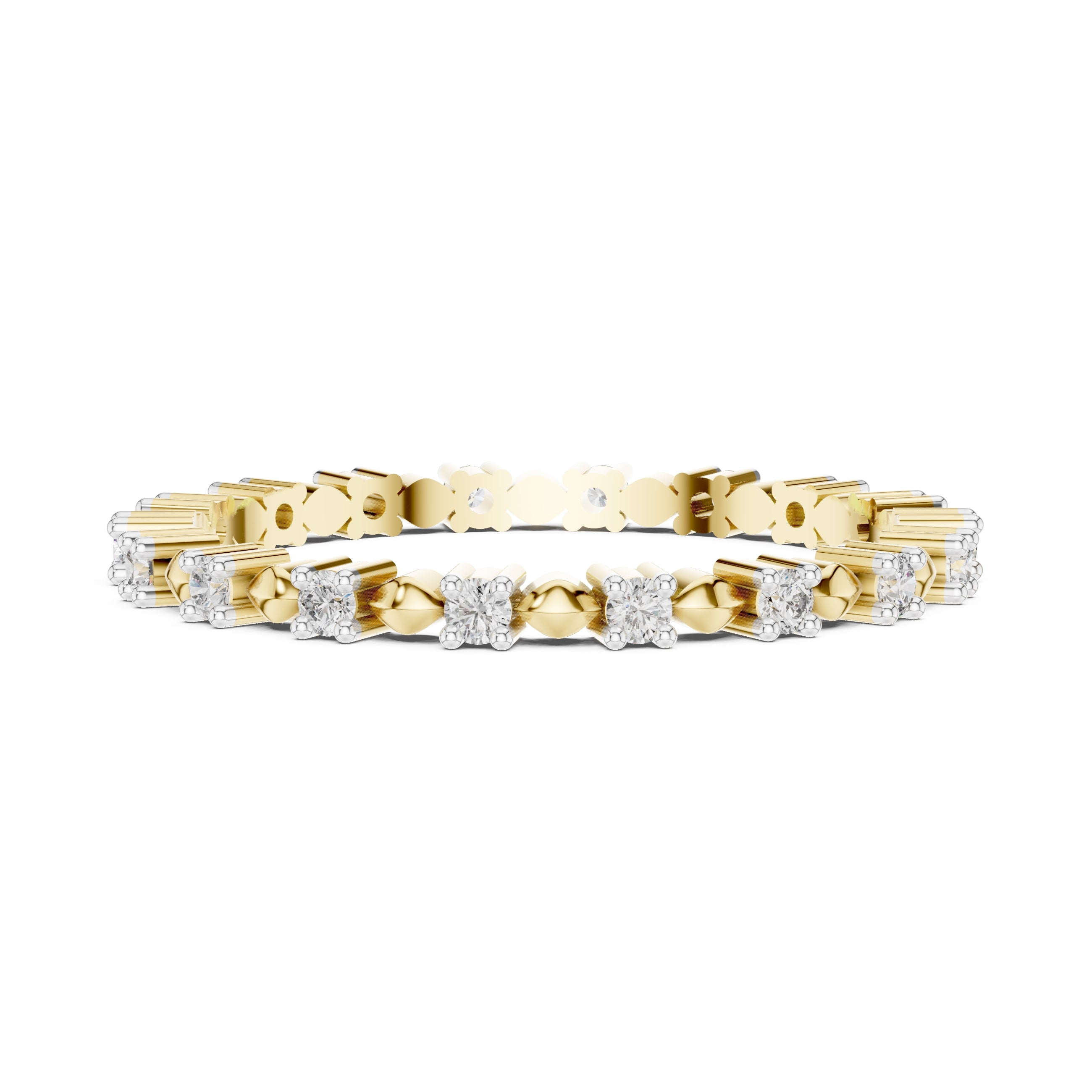 Beaded Station Eternity Band Yellow Gold