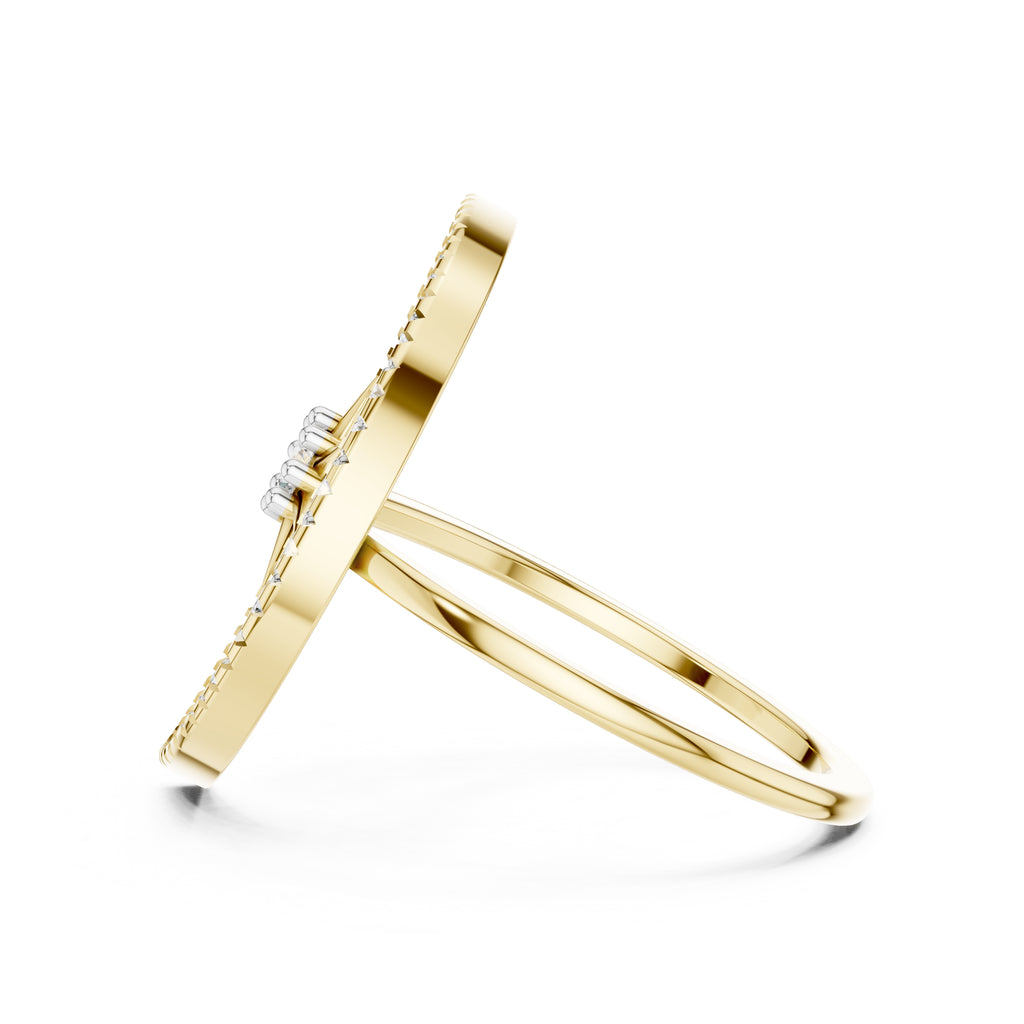 Celestial Crescent and Star Statement Ring Yellow Gold