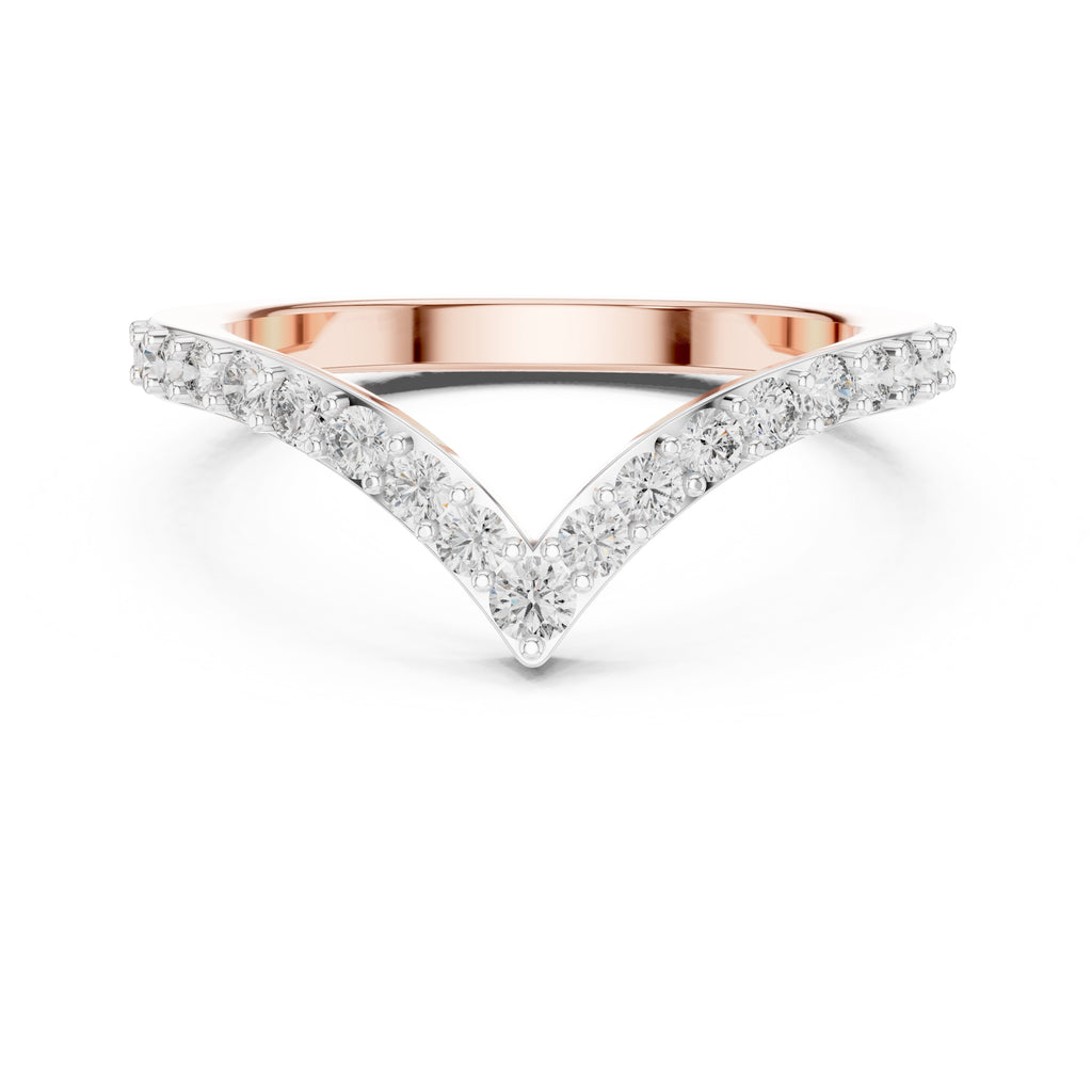 Chevron Pavé Statement Ring Rose Gold