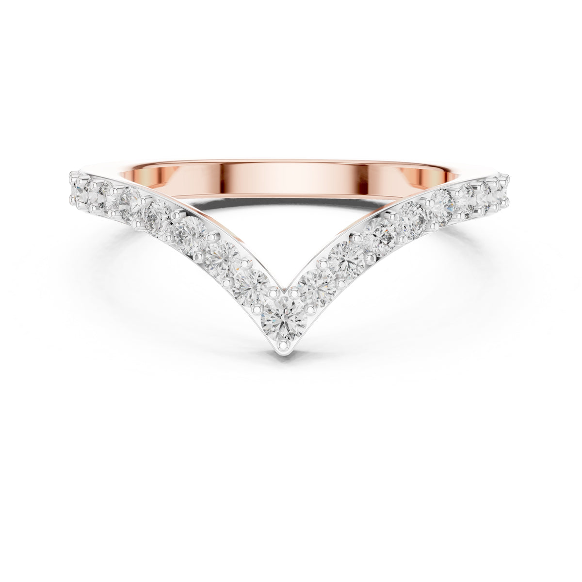 Chevron Pavé Statement Ring Rose Gold