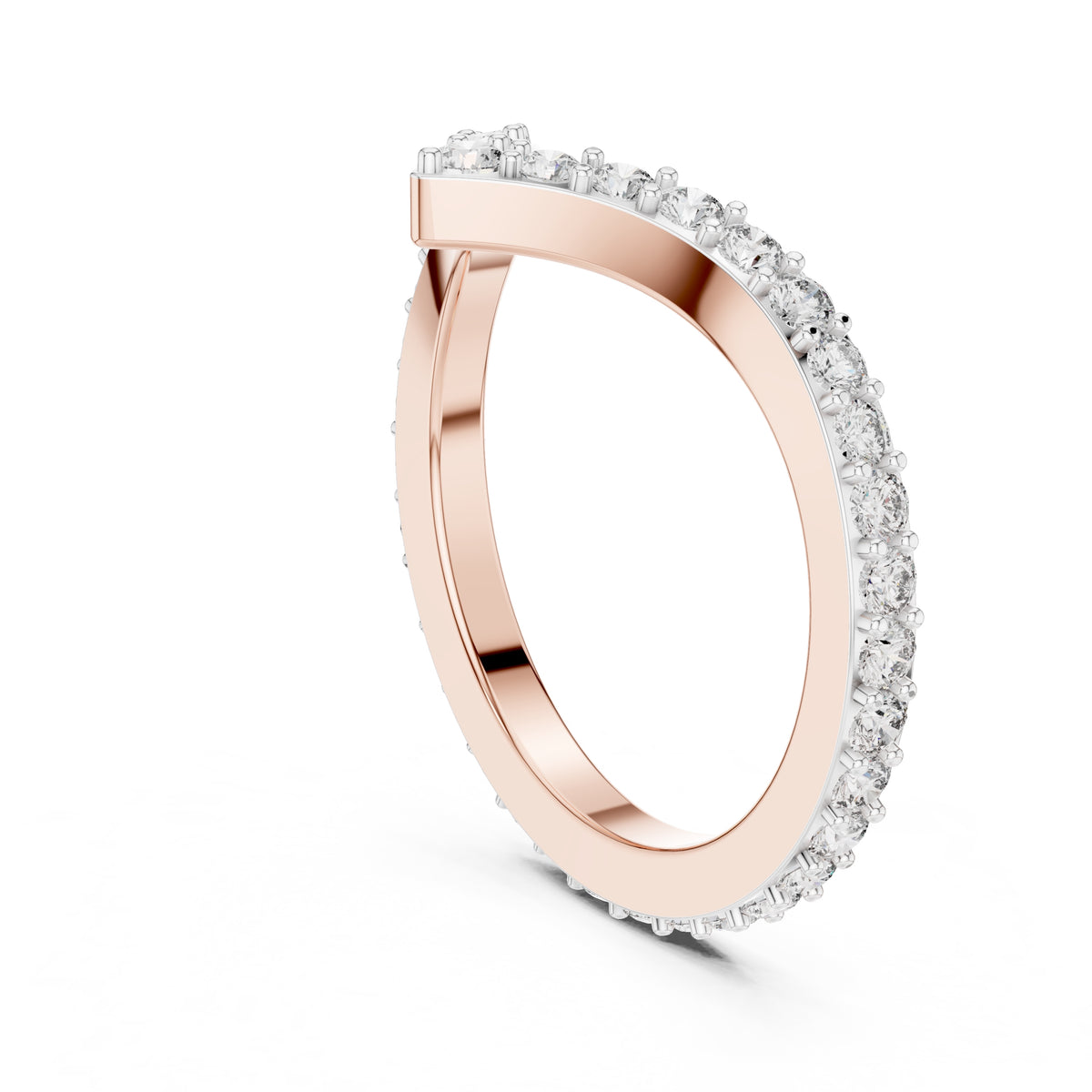 Chevron Pavé Statement Ring Rose Gold