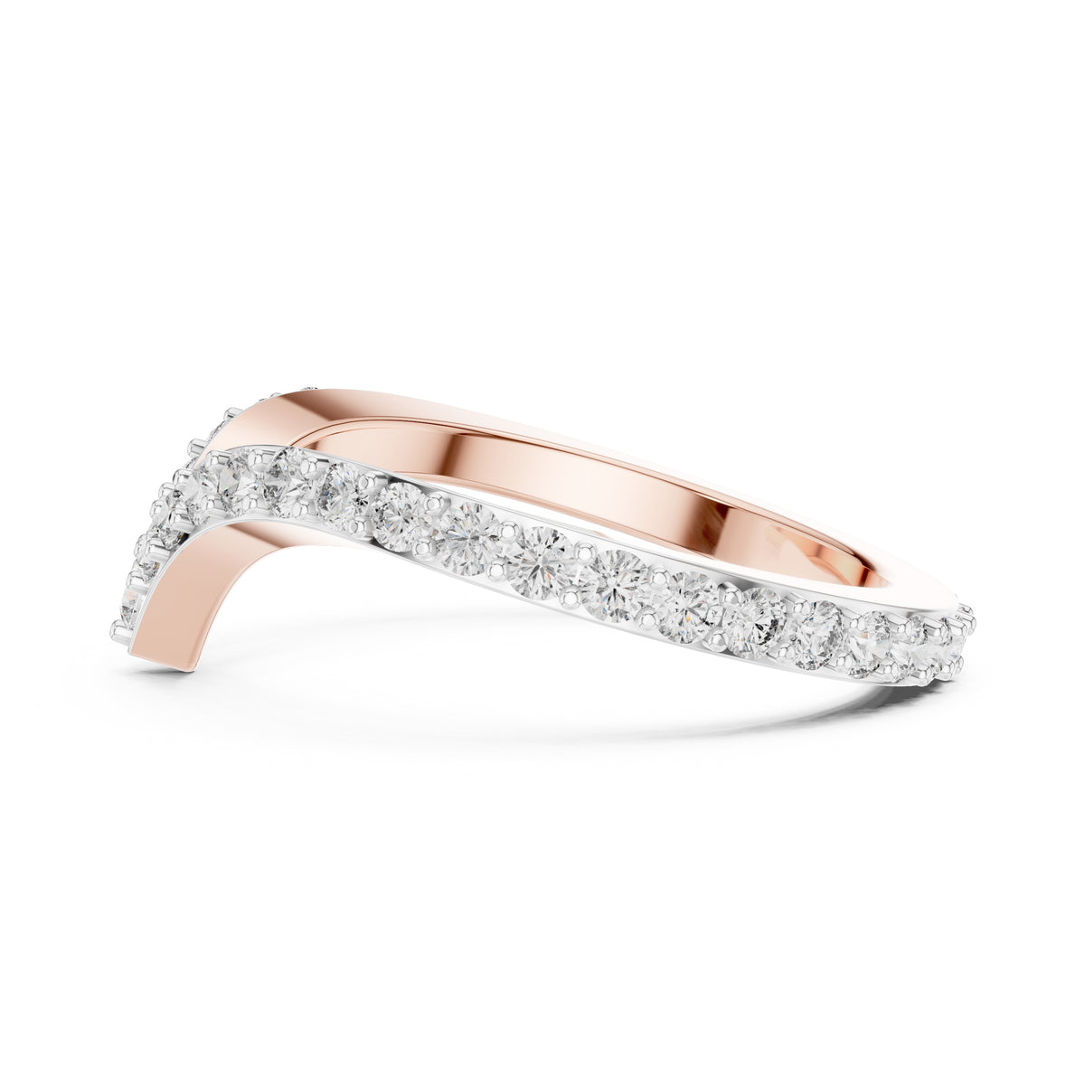Chevron Pavé Statement Ring Rose Gold