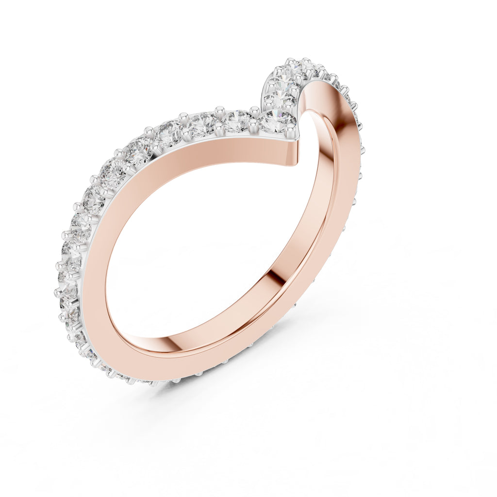 Chevron Pavé Statement Ring Rose Gold