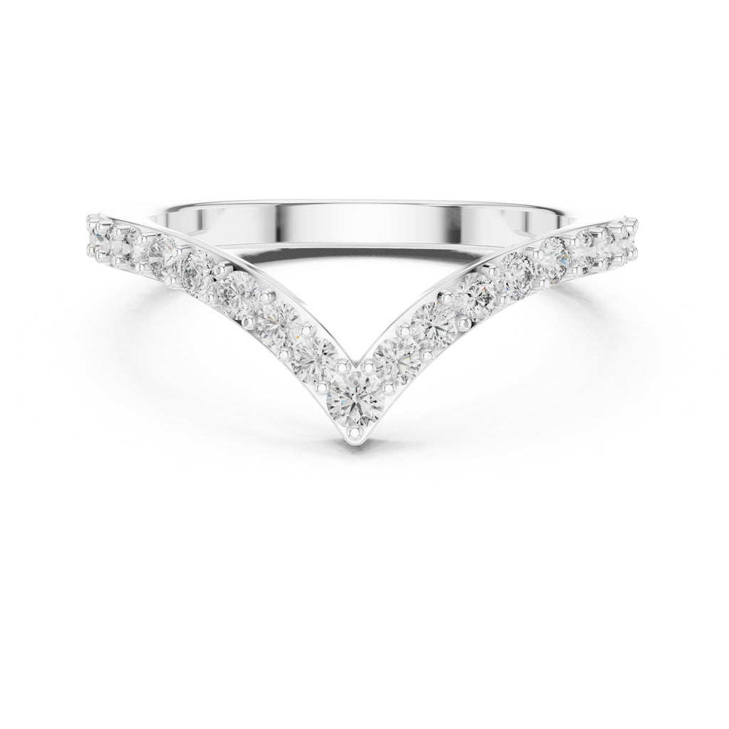 Chevron Pavé Statement Ring White Gold