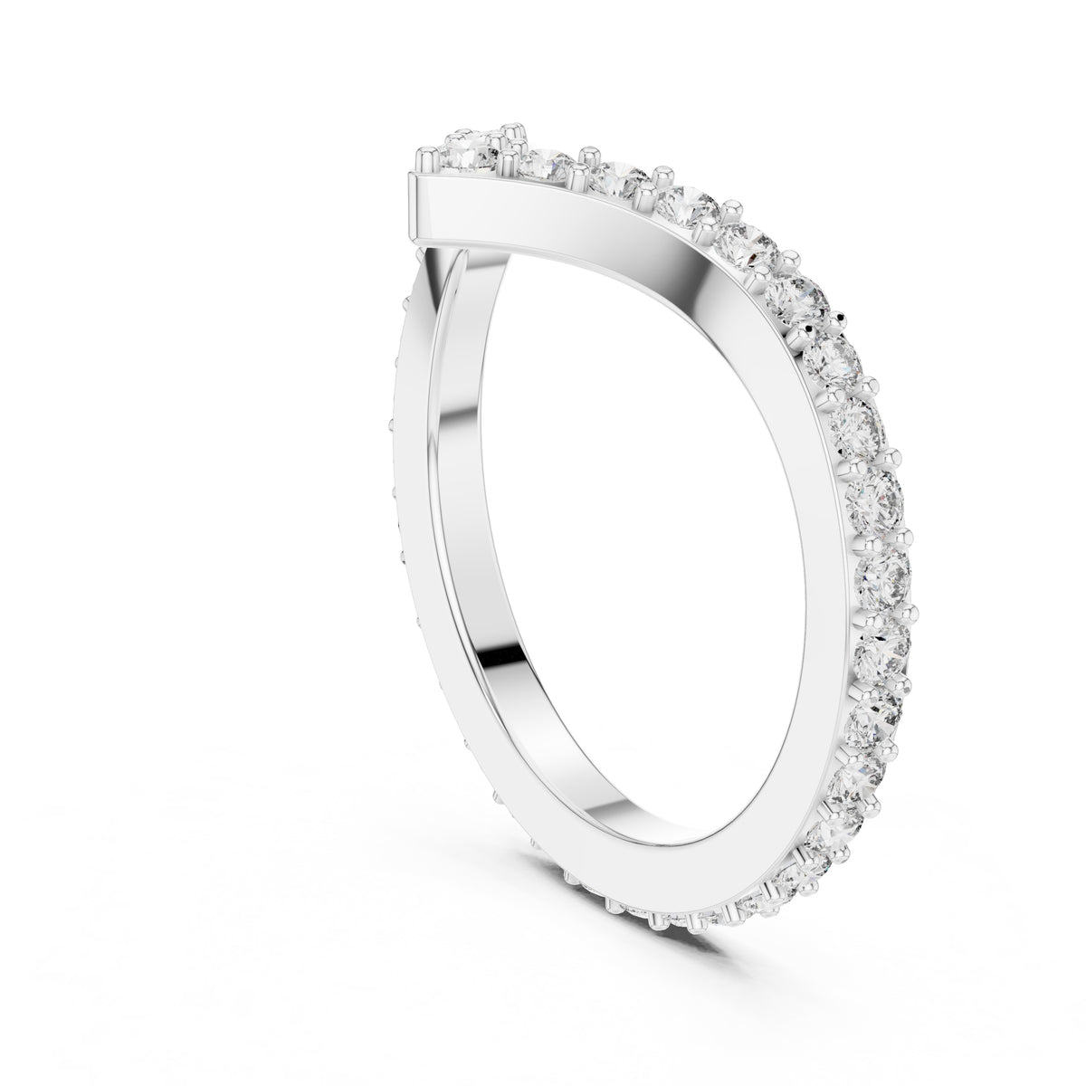 Chevron Pavé Statement Ring White Gold