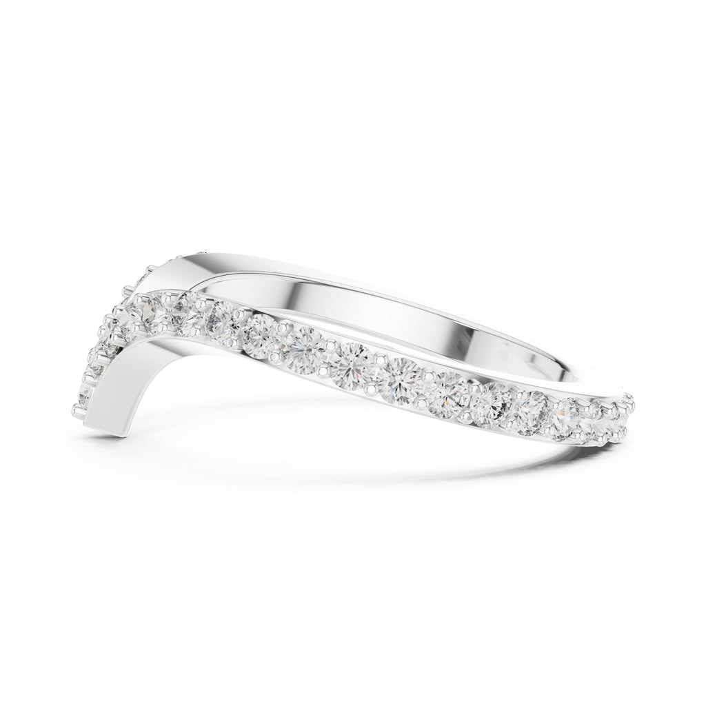 Chevron Pavé Statement Ring White Gold