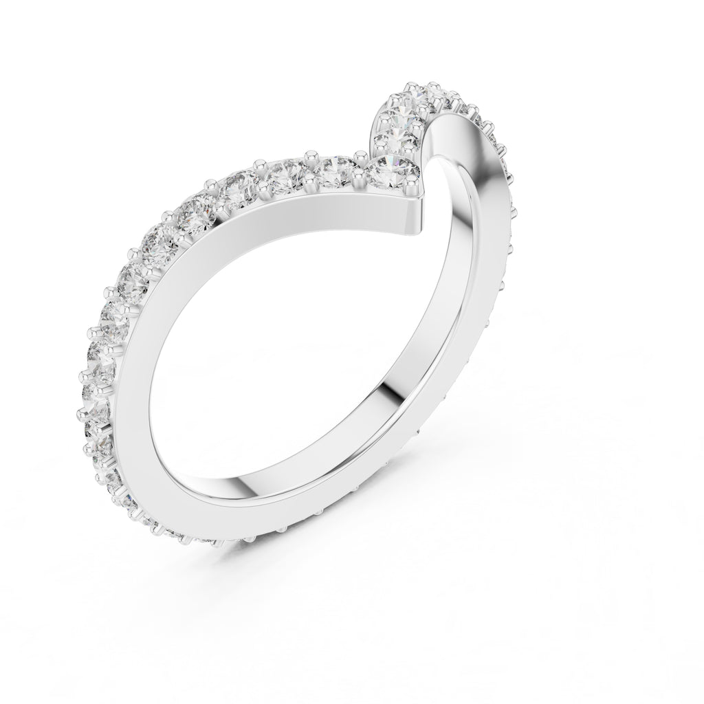 Chevron Pavé Statement Ring White Gold
