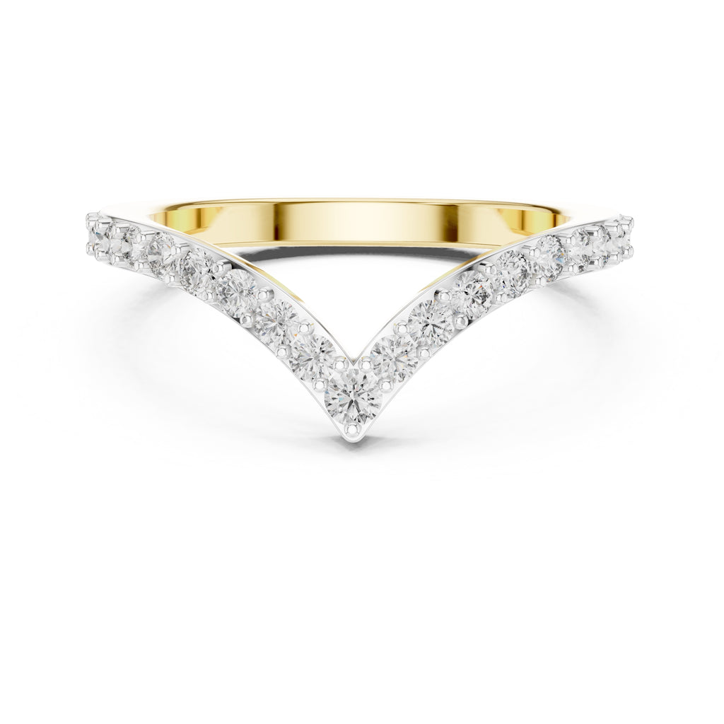 Chevron Pavé Statement Ring Yellow Gold
