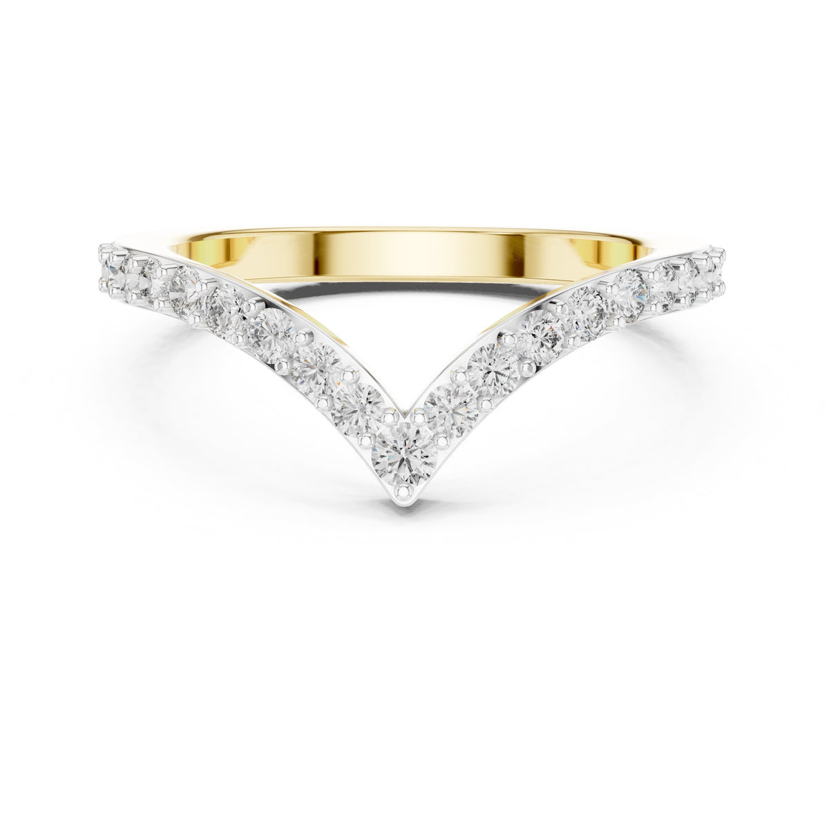 Chevron Pavé Statement Ring Yellow Gold