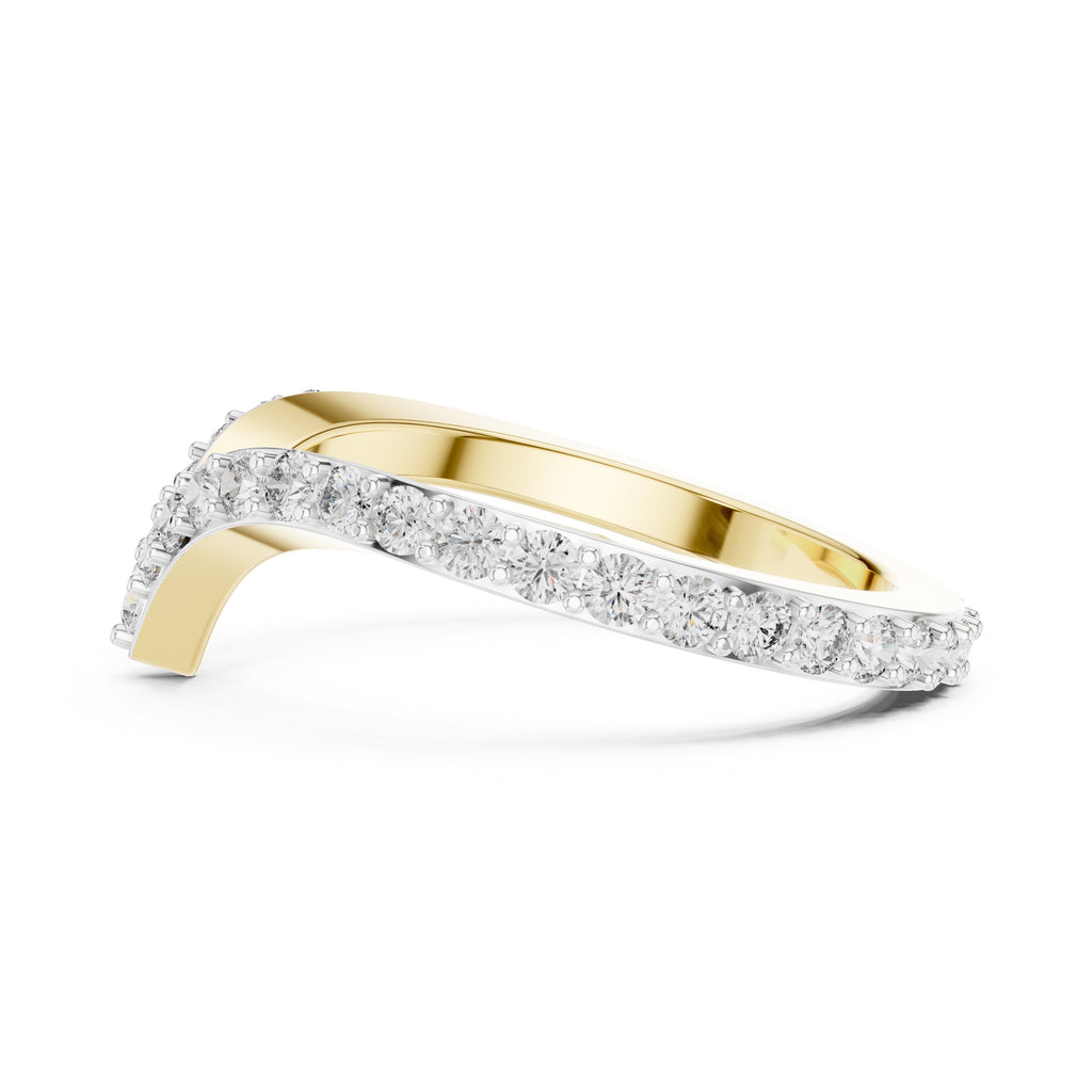 Chevron Pavé Statement Ring Yellow Gold