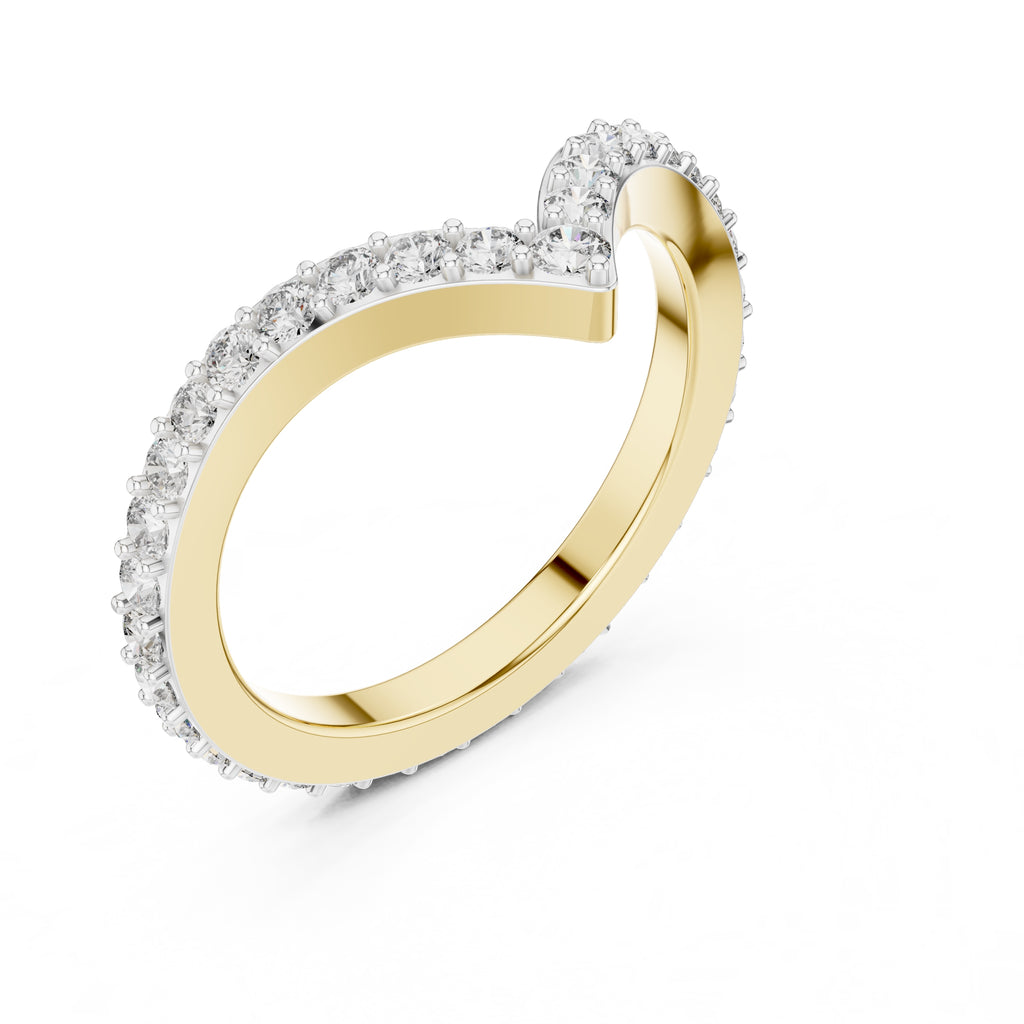 Chevron Pavé Statement Ring Yellow Gold