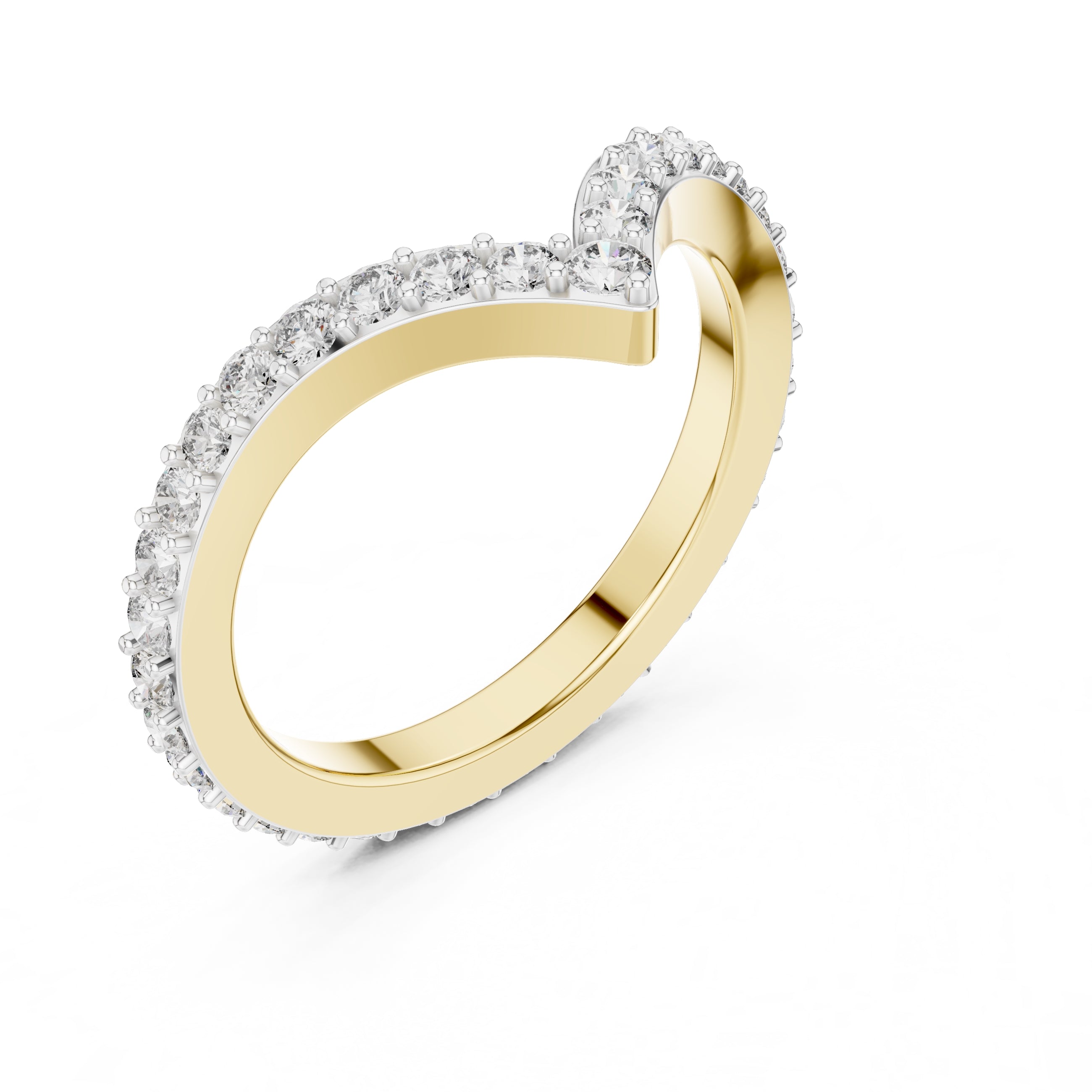 Chevron Pavé Statement Ring Yellow Gold