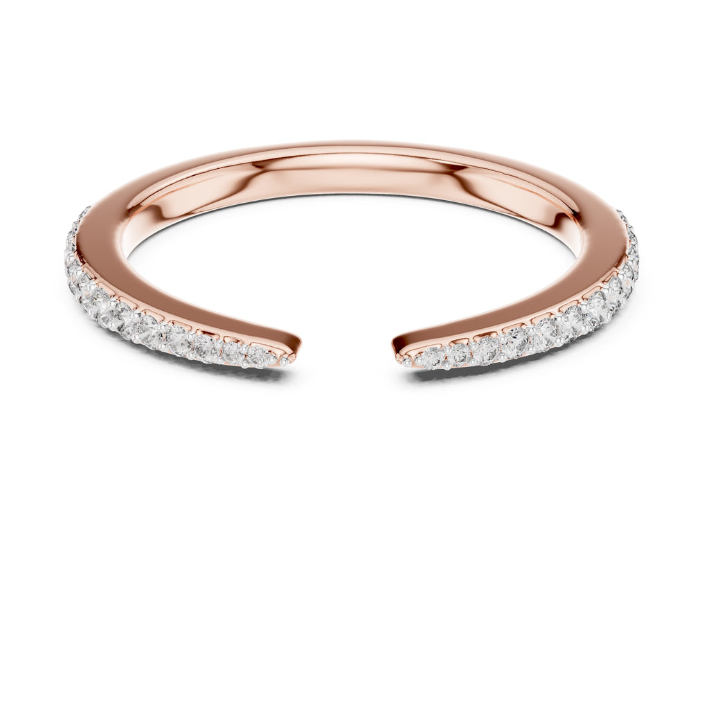 Open-Ended Pavé Band Statement Ring Rose Gold