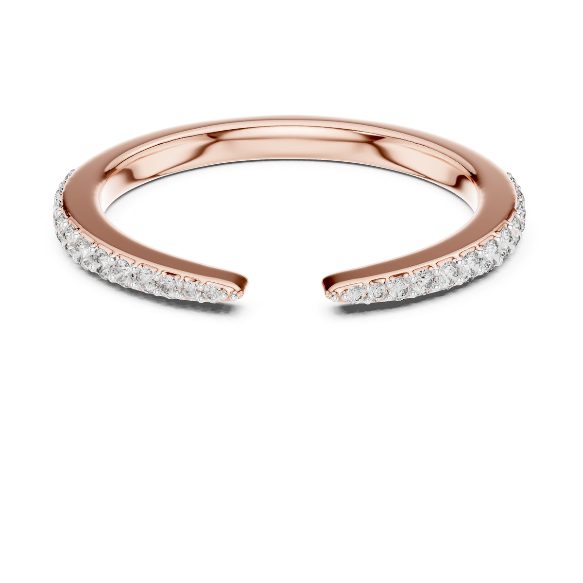Open-Ended Pavé Band Statement Ring Rose Gold