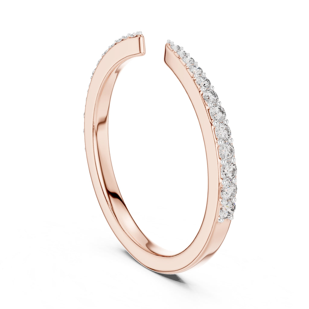 Open-Ended Pavé Band Statement Ring Rose Gold