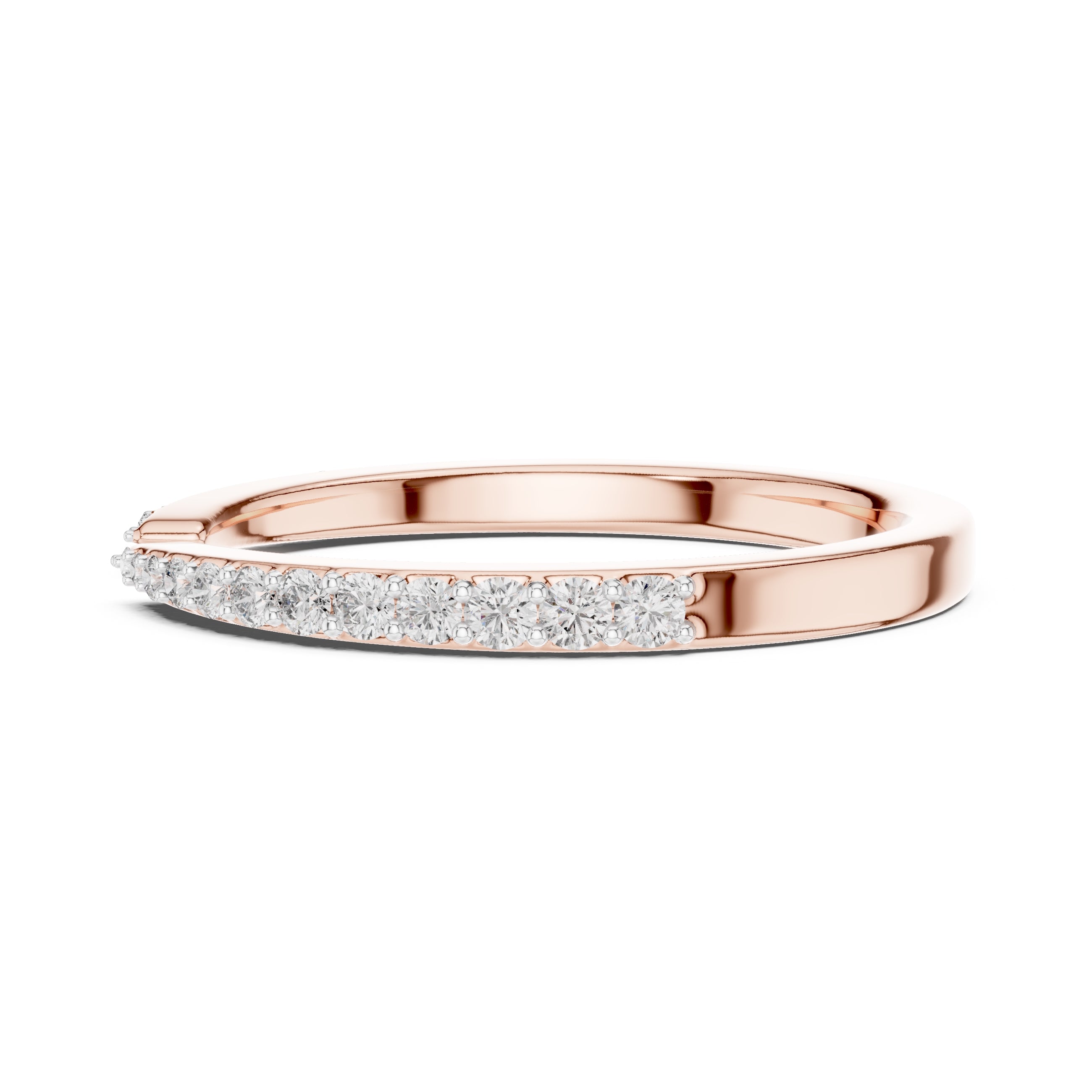 Open-Ended Pavé Band Statement Ring Rose Gold