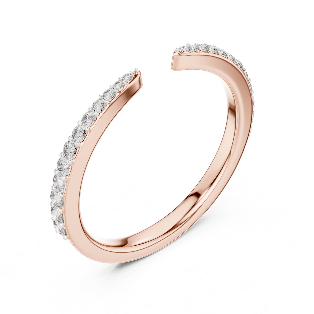 Open-Ended Pavé Band Statement Ring Rose Gold