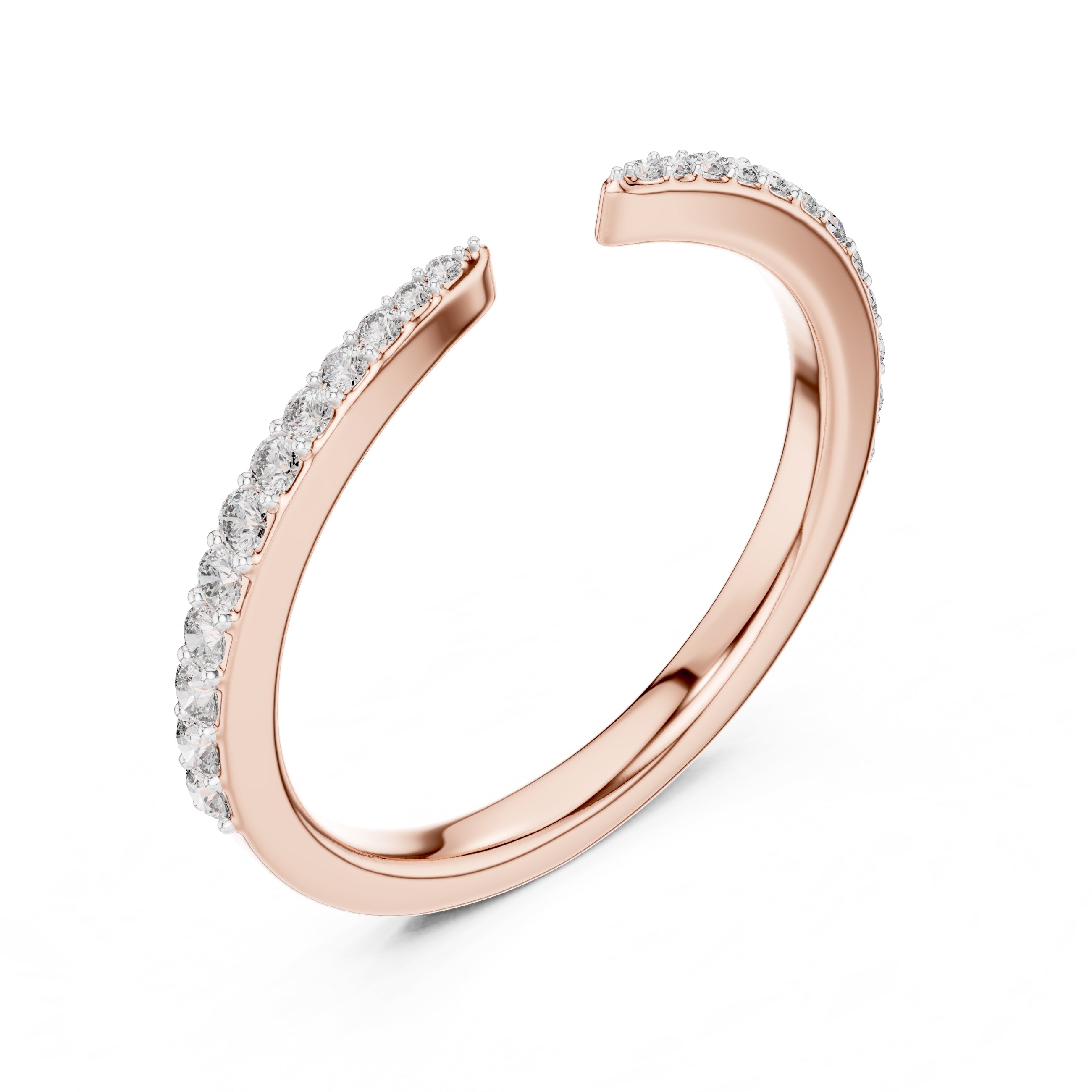 Open-Ended Pavé Band Statement Ring Rose Gold