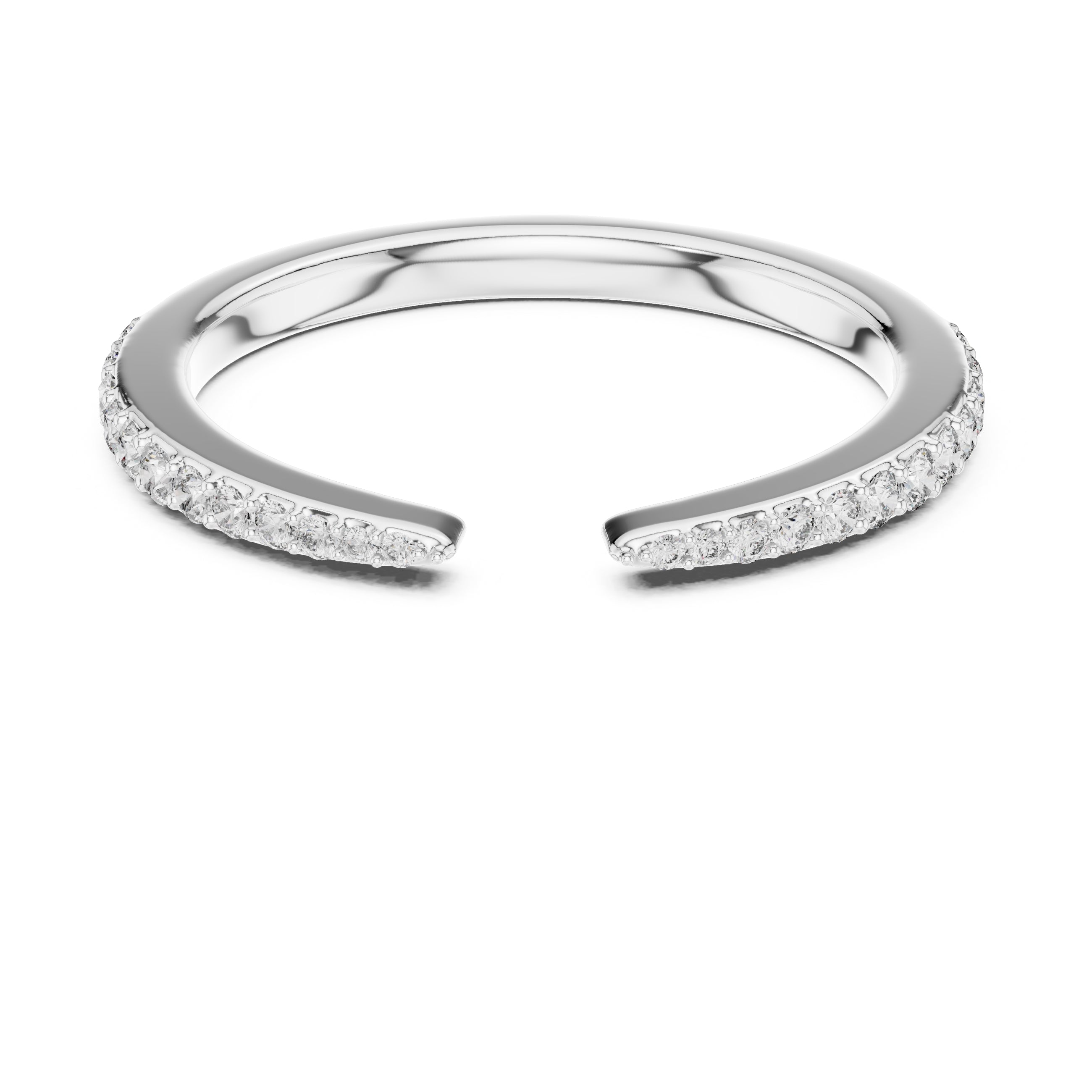 Open-Ended Pavé Band Statement Ring White Gold