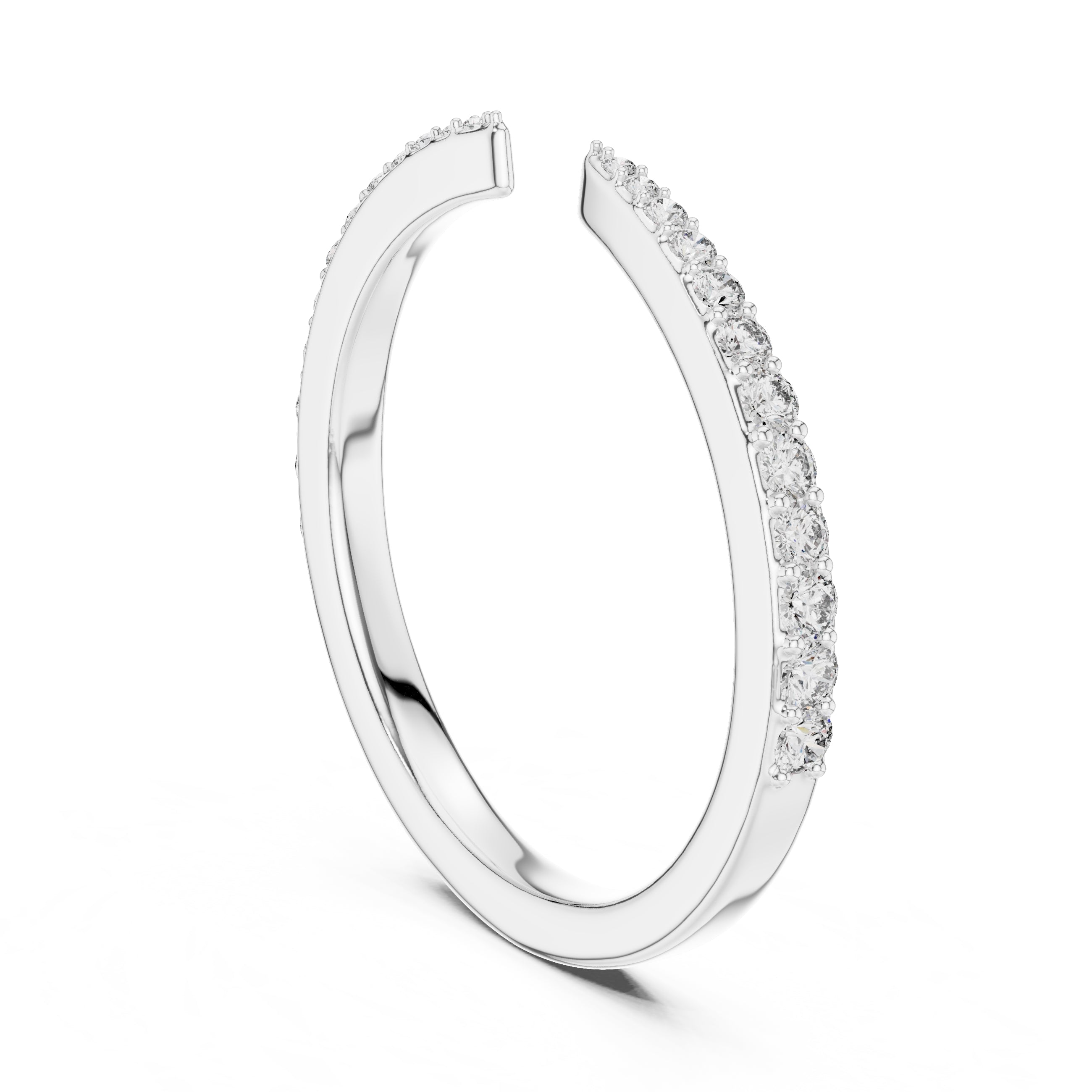 Open-Ended Pavé Band Statement Ring White Gold