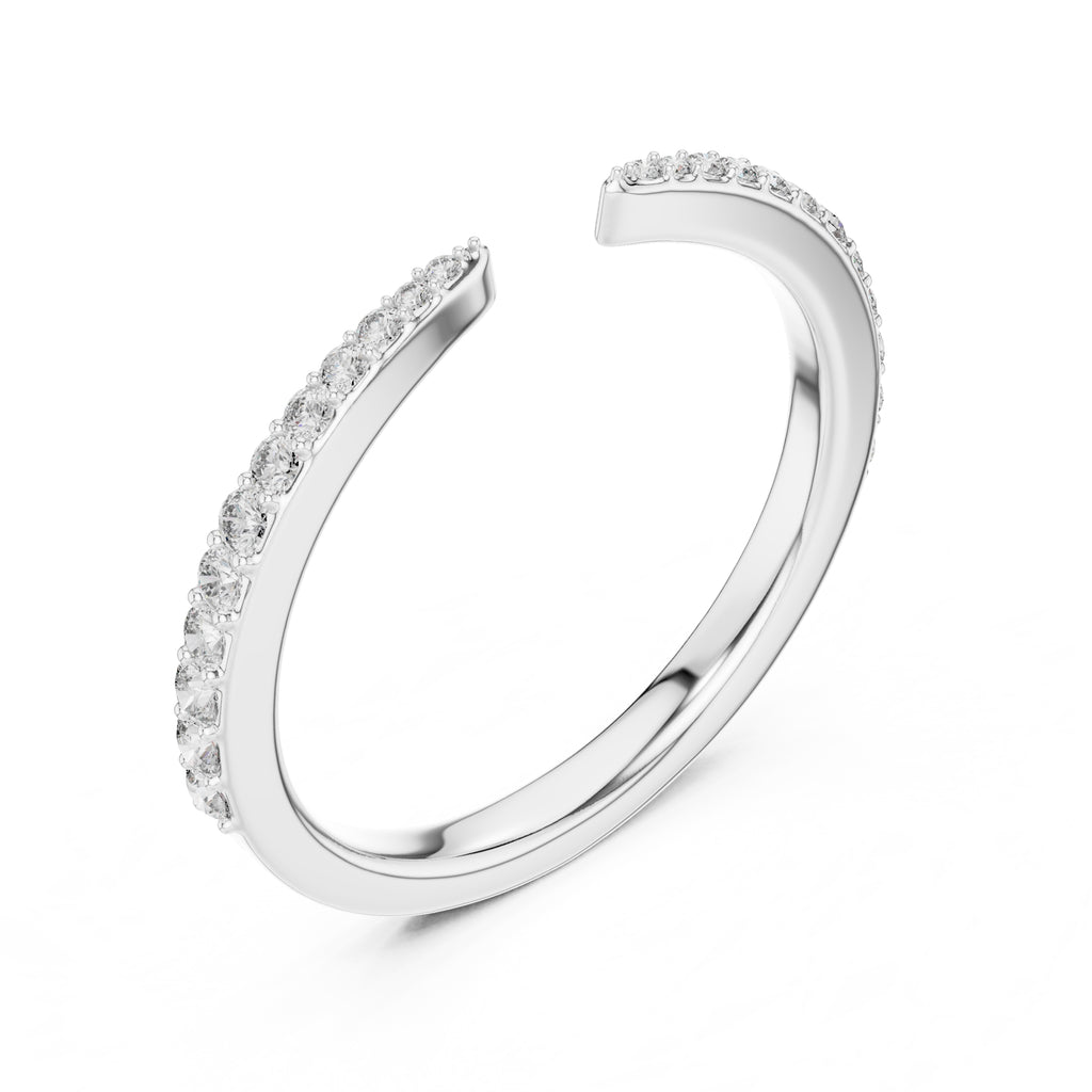 Open-Ended Pavé Band Statement Ring White Gold
