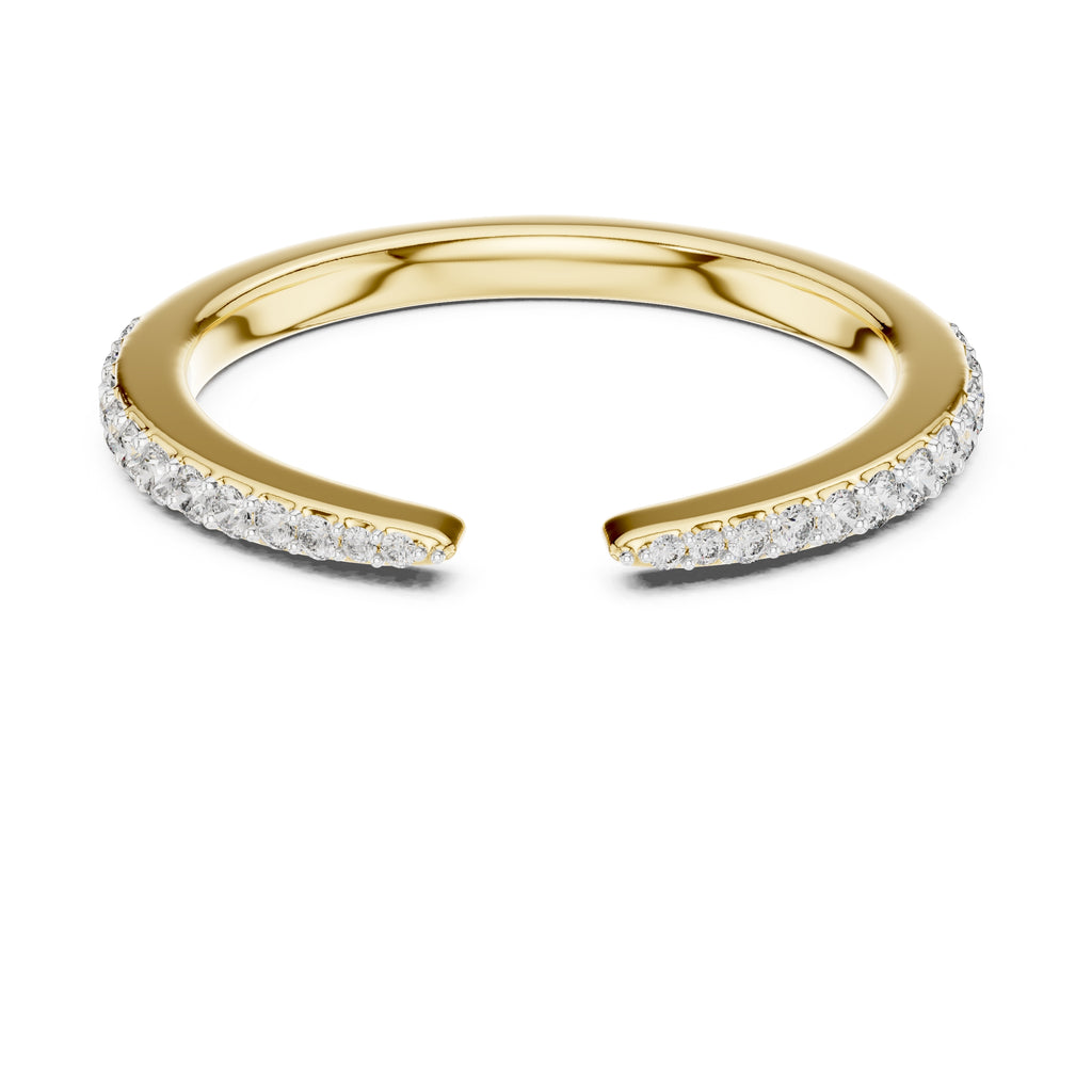 Open-Ended Pavé Band Statement Ring Yellow Gold