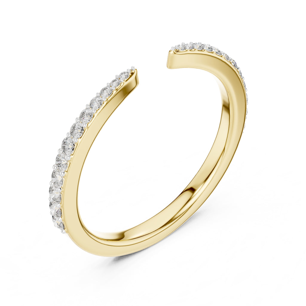 Open-Ended Pavé Band Statement Ring Yellow Gold