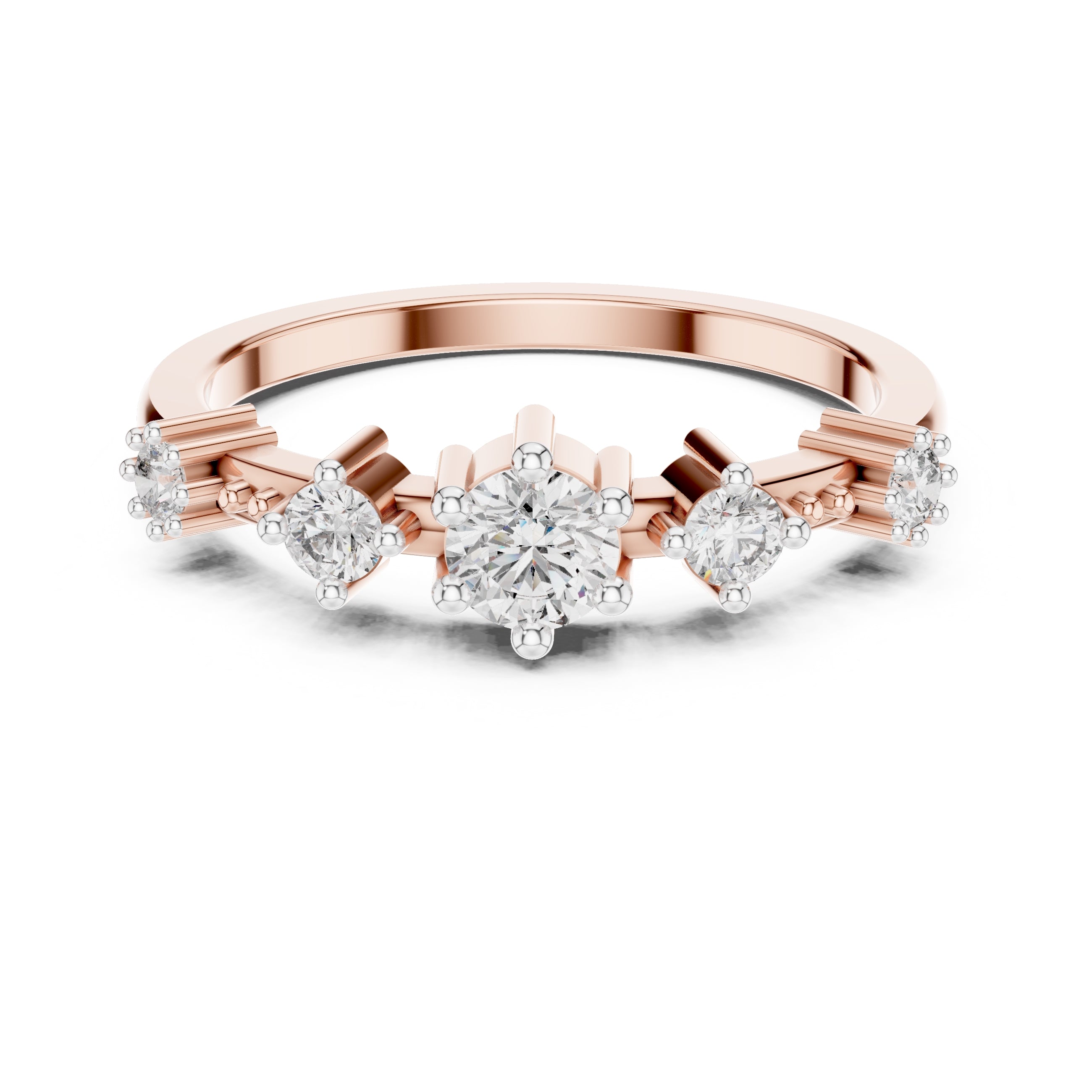 Graduated Five-Stone Minimalist Ring Rose Gold