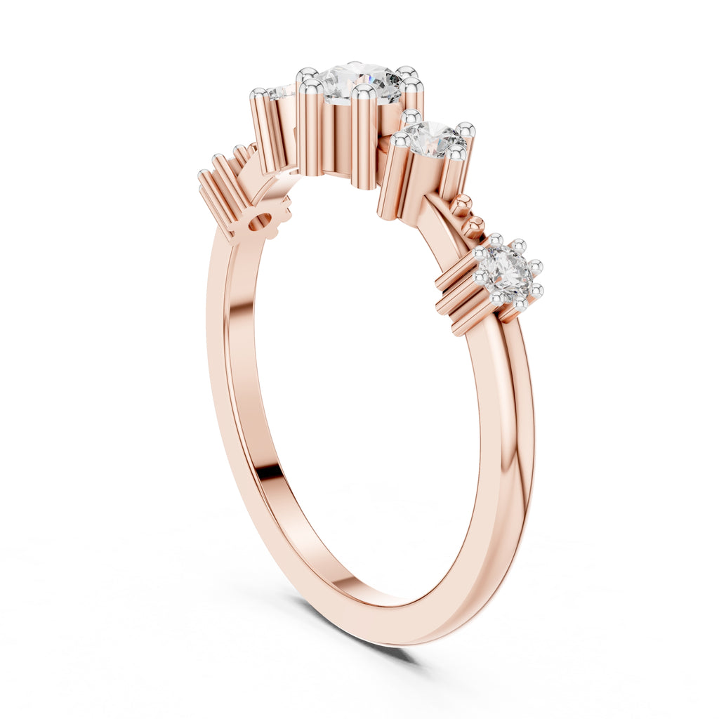Graduated Five-Stone Minimalist Ring Rose Gold