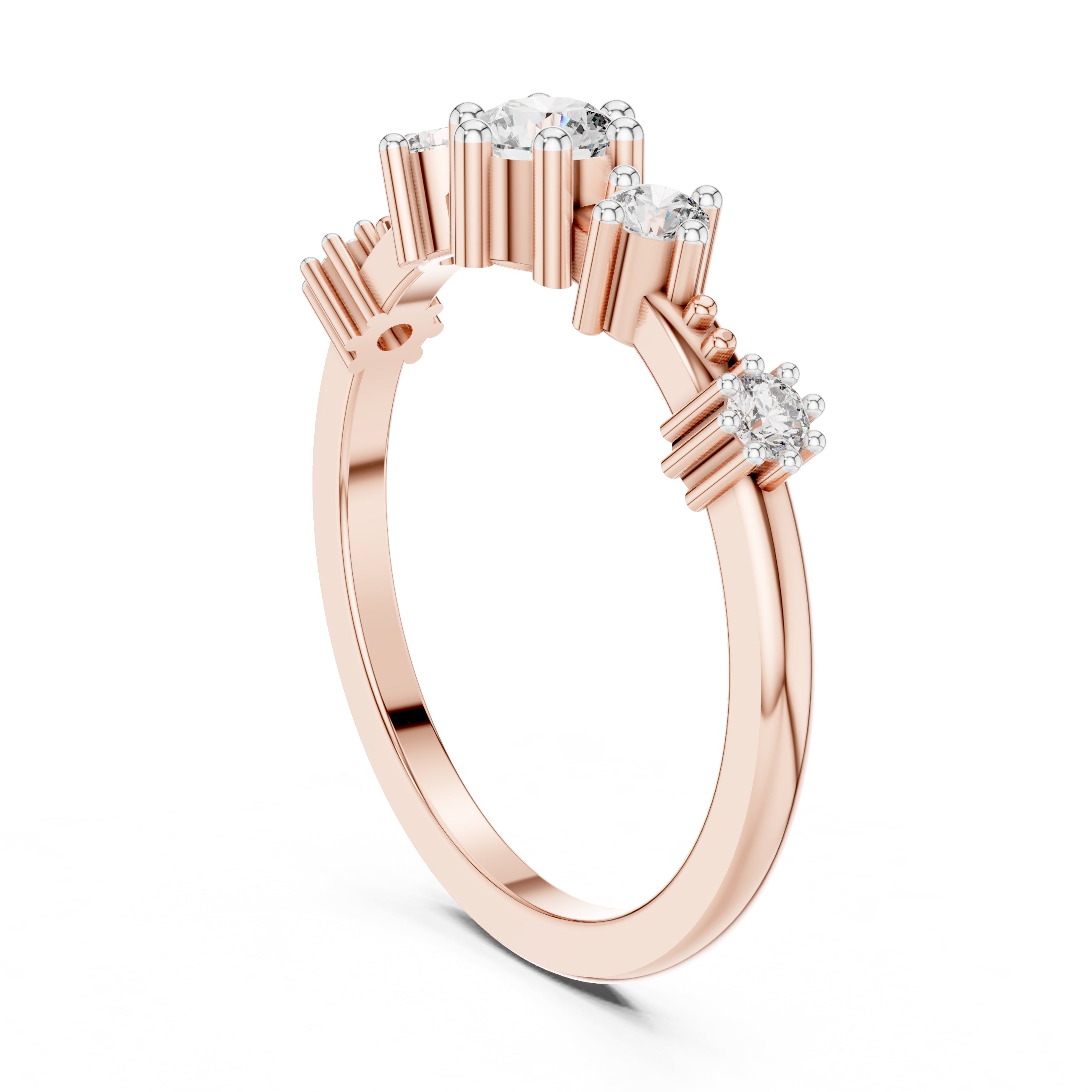 Graduated Five-Stone Minimalist Ring Rose Gold