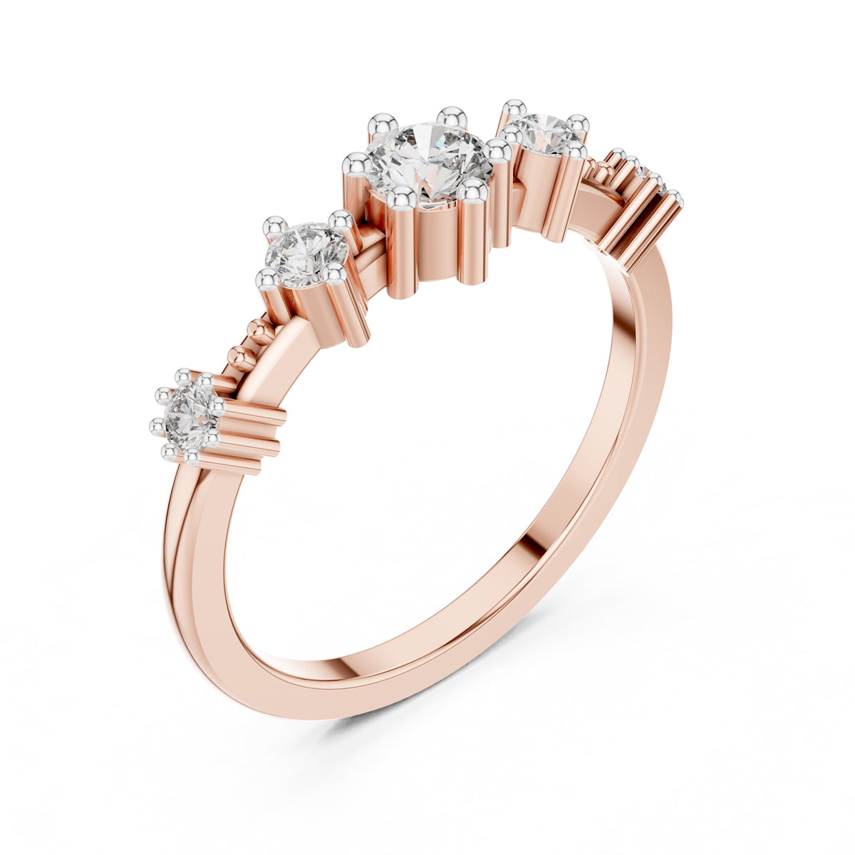 Graduated Five-Stone Minimalist Ring Rose Gold