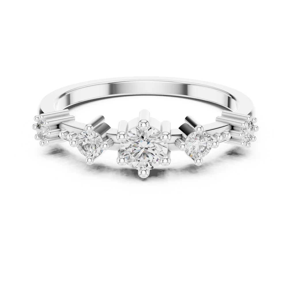 Graduated Five-Stone Minimalist Ring White Gold