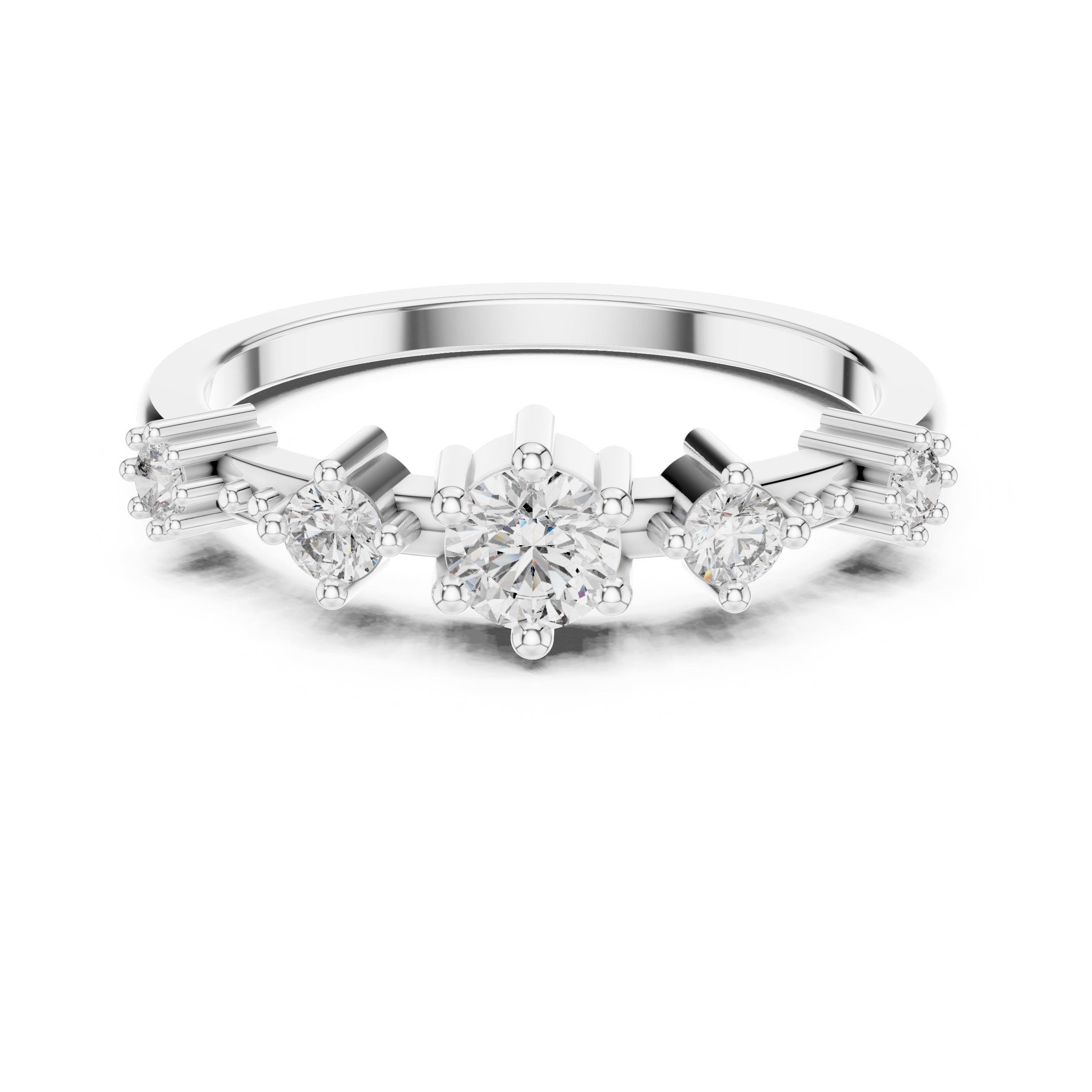 Graduated Five-Stone Minimalist Ring White Gold