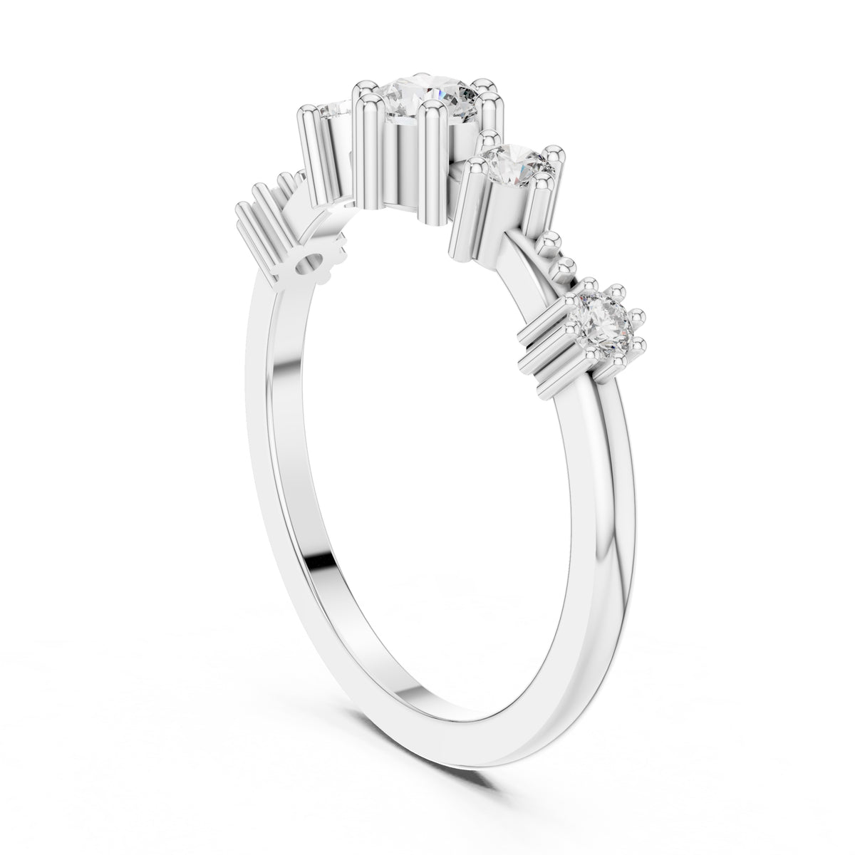 Graduated Five-Stone Minimalist Ring White Gold